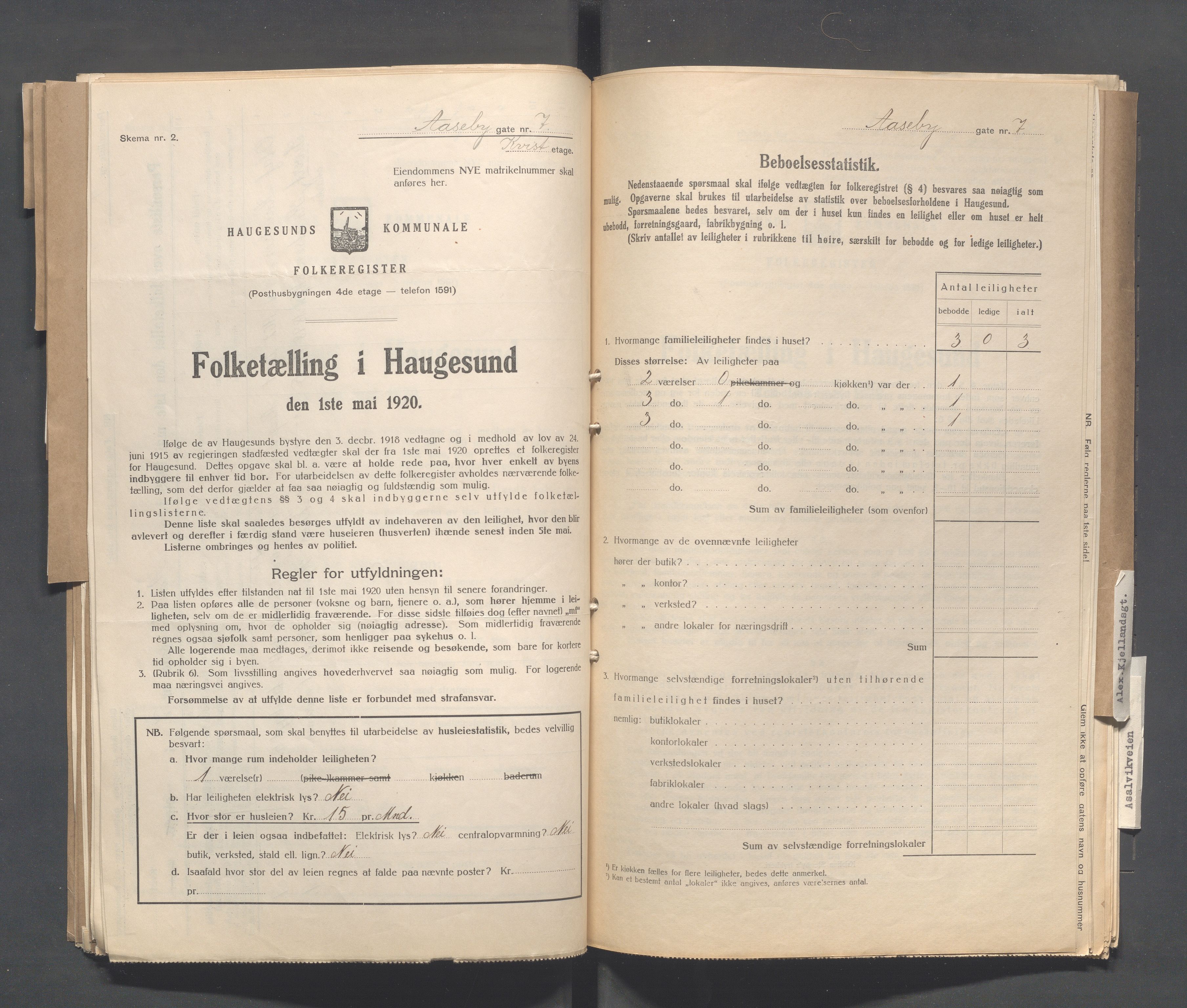 IKAR, Kommunal folketelling 1.5.1920 for Haugesund, 1920, s. 41