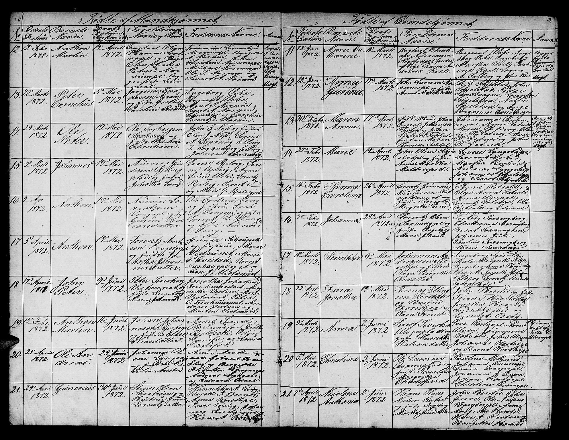 Ministerialprotokoller, klokkerbøker og fødselsregistre - Nord-Trøndelag, SAT/A-1458/730/L0300: Klokkerbok nr. 730C03, 1872-1879, s. 3