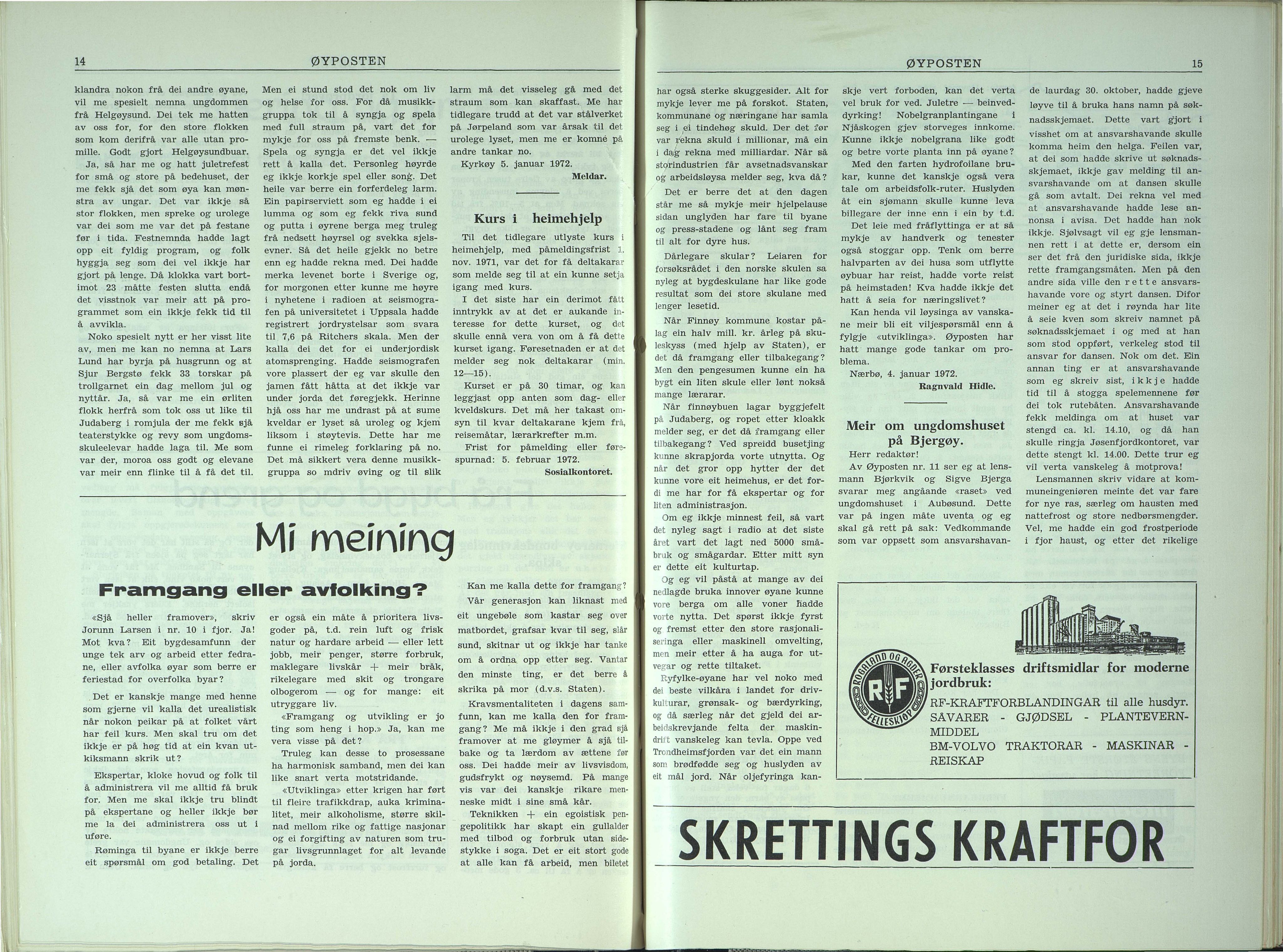 , Finnøy kommune, Øyposten, 1972, 1972
