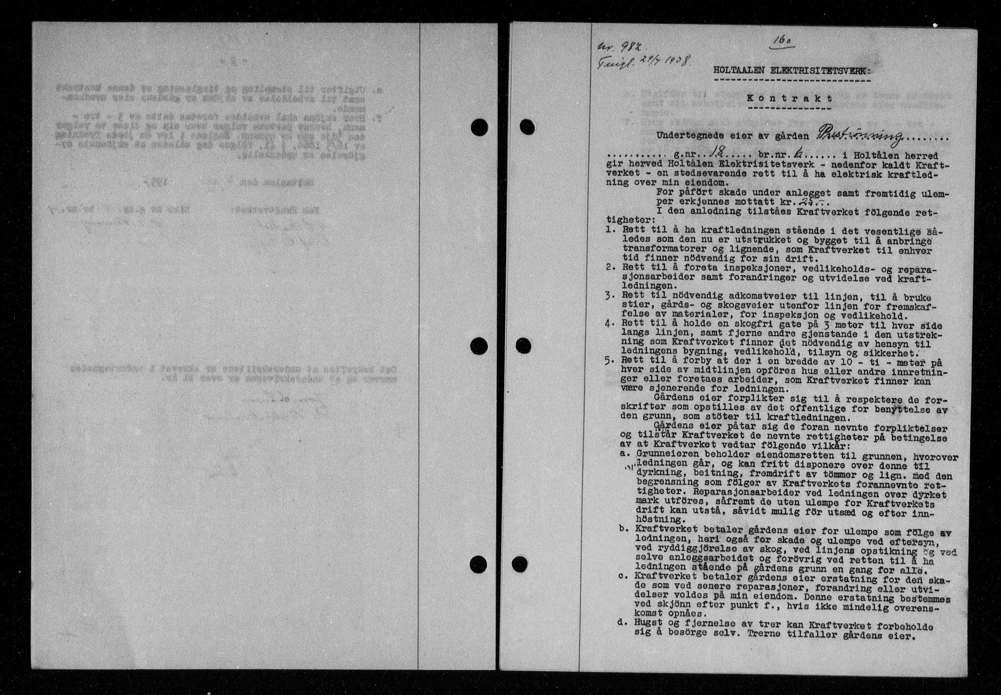Gauldal sorenskriveri, SAT/A-0014/1/2/2C/L0049: Pantebok nr. 53, 1938-1938, Dagboknr: 982/1938