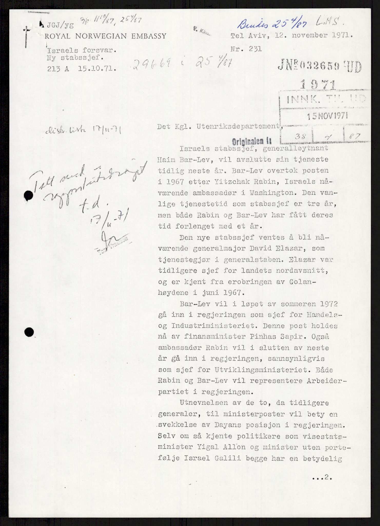 Utenriksdepartementet, hovedarkiv, AV/RA-S-6794/D/Db/Dba/L0776/0003: Verdenspolitikk. Fremmede staters politikk (G.L.) / Israel: Politikk (2 mapper), 1970-1972, s. 8