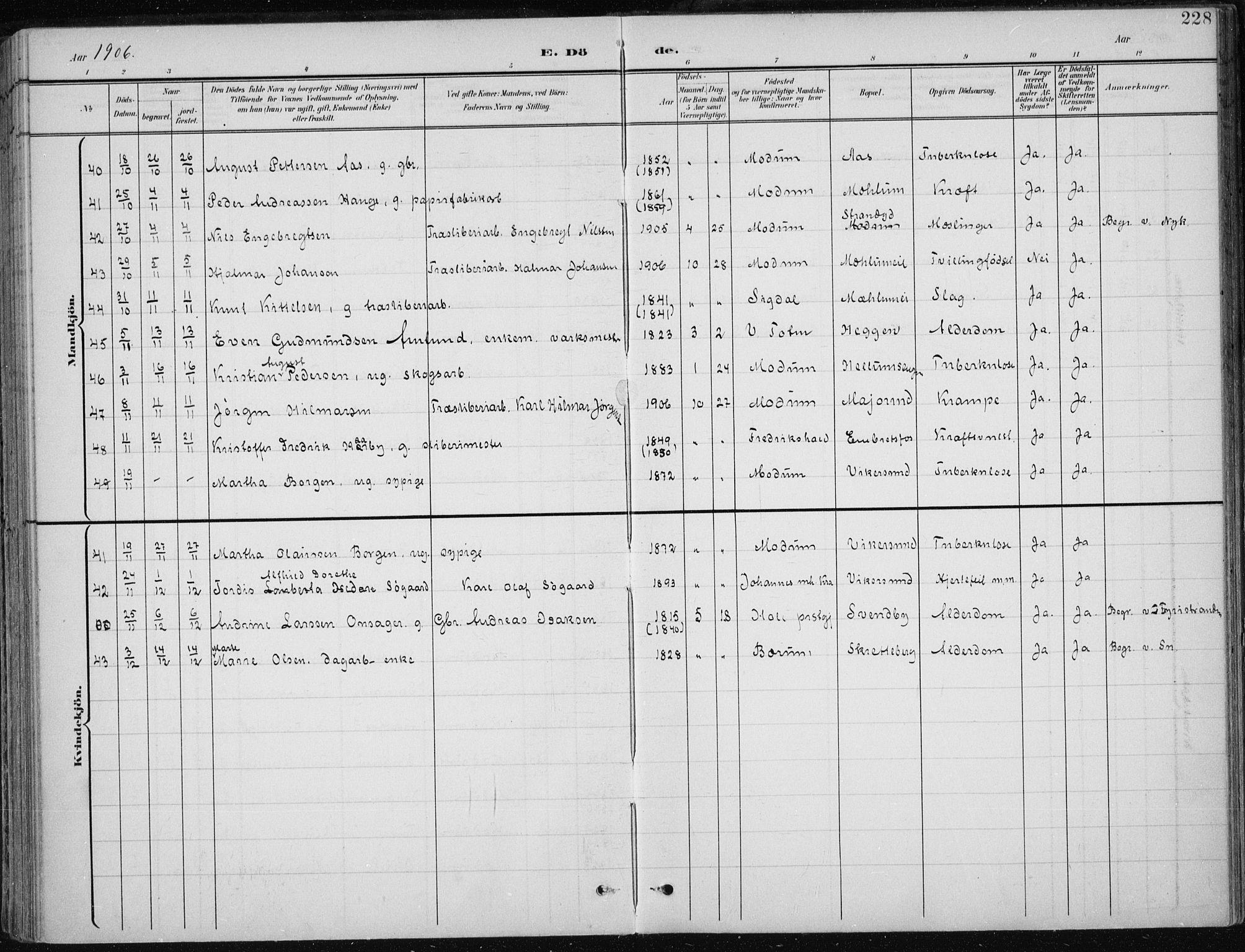 Modum kirkebøker, AV/SAKO-A-234/F/Fa/L0013: Ministerialbok nr. 13, 1899-1907, s. 228