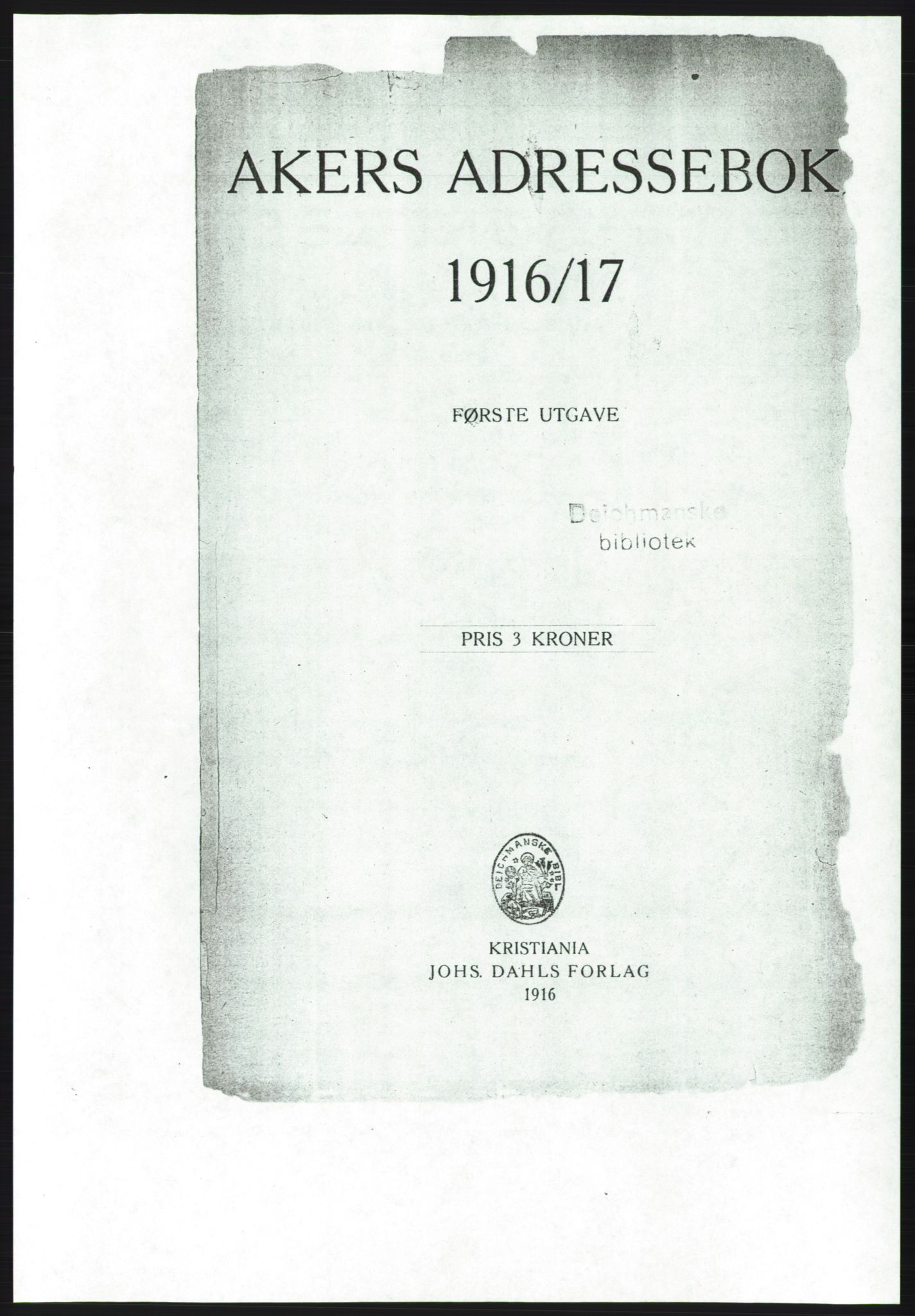 Aker adressebok/adressekalender, PUBL/001/A/001: Akers adressebok, 1916-1917