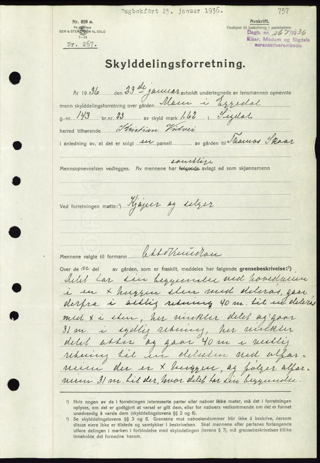 Eiker, Modum og Sigdal sorenskriveri, SAKO/A-123/G/Ga/Gab/L0031: Pantebok nr. A1, 1935-1936, Tingl.dato: 25.01.1936