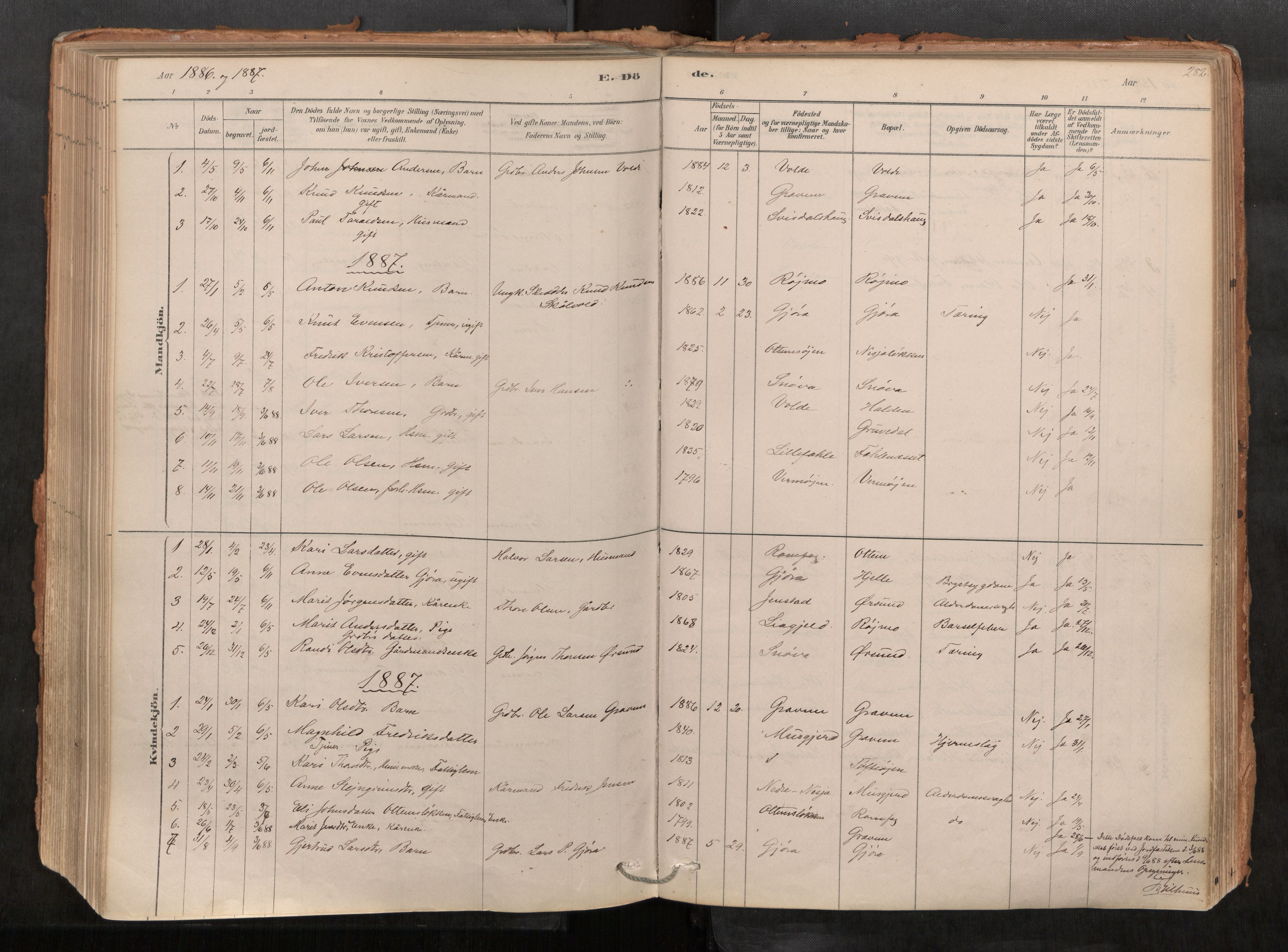 Sunndal sokneprestkontor, SAT/A-1085/1/I/I1/I1a/L0001: Ministerialbok nr. 1, 1877-1914, s. 282