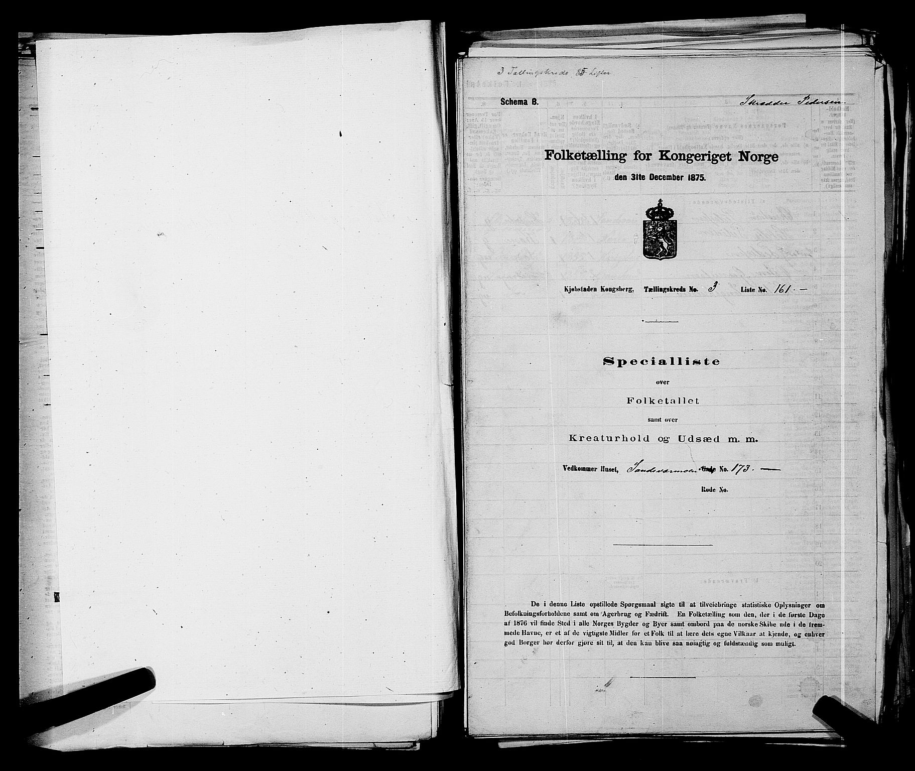 SAKO, Folketelling 1875 for 0604B Kongsberg prestegjeld, Kongsberg kjøpstad, 1875, s. 381