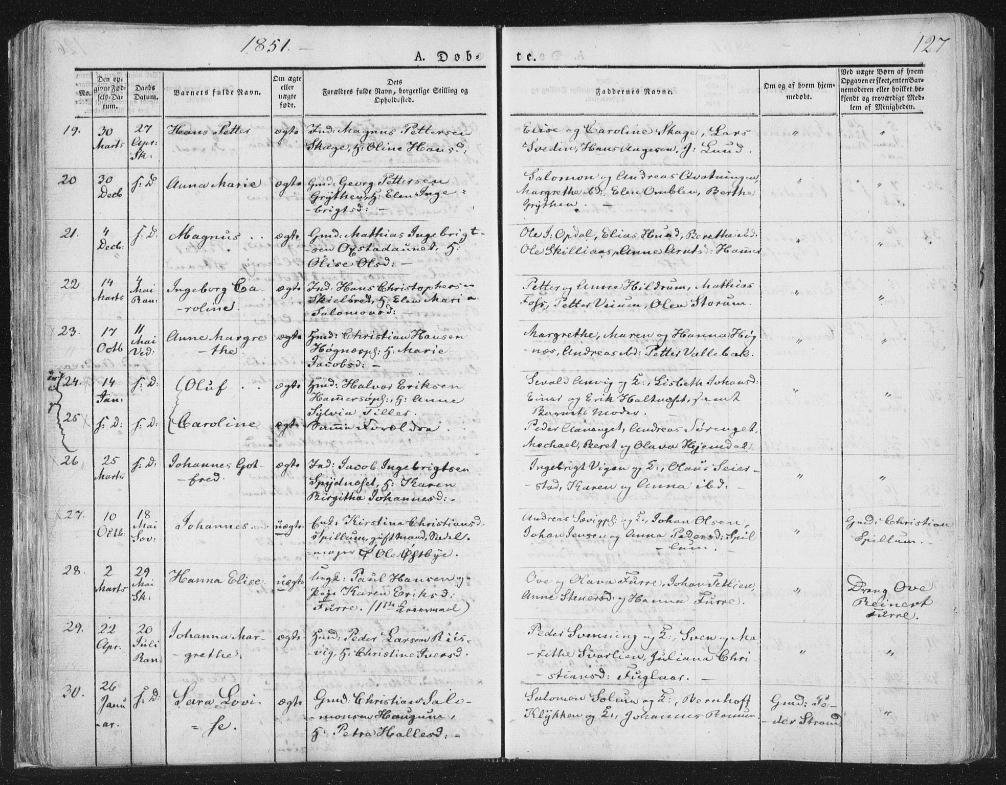 Ministerialprotokoller, klokkerbøker og fødselsregistre - Nord-Trøndelag, SAT/A-1458/764/L0551: Ministerialbok nr. 764A07a, 1824-1864, s. 127