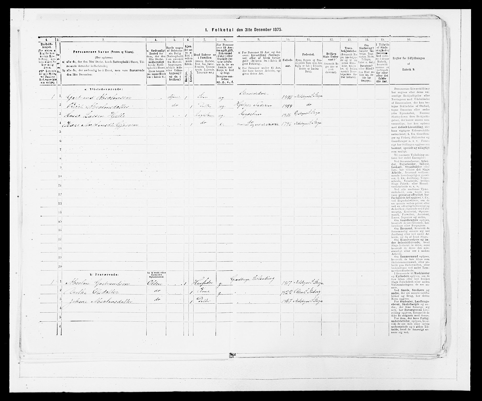 SAB, Folketelling 1875 for 1448P Stryn prestegjeld, 1875, s. 126