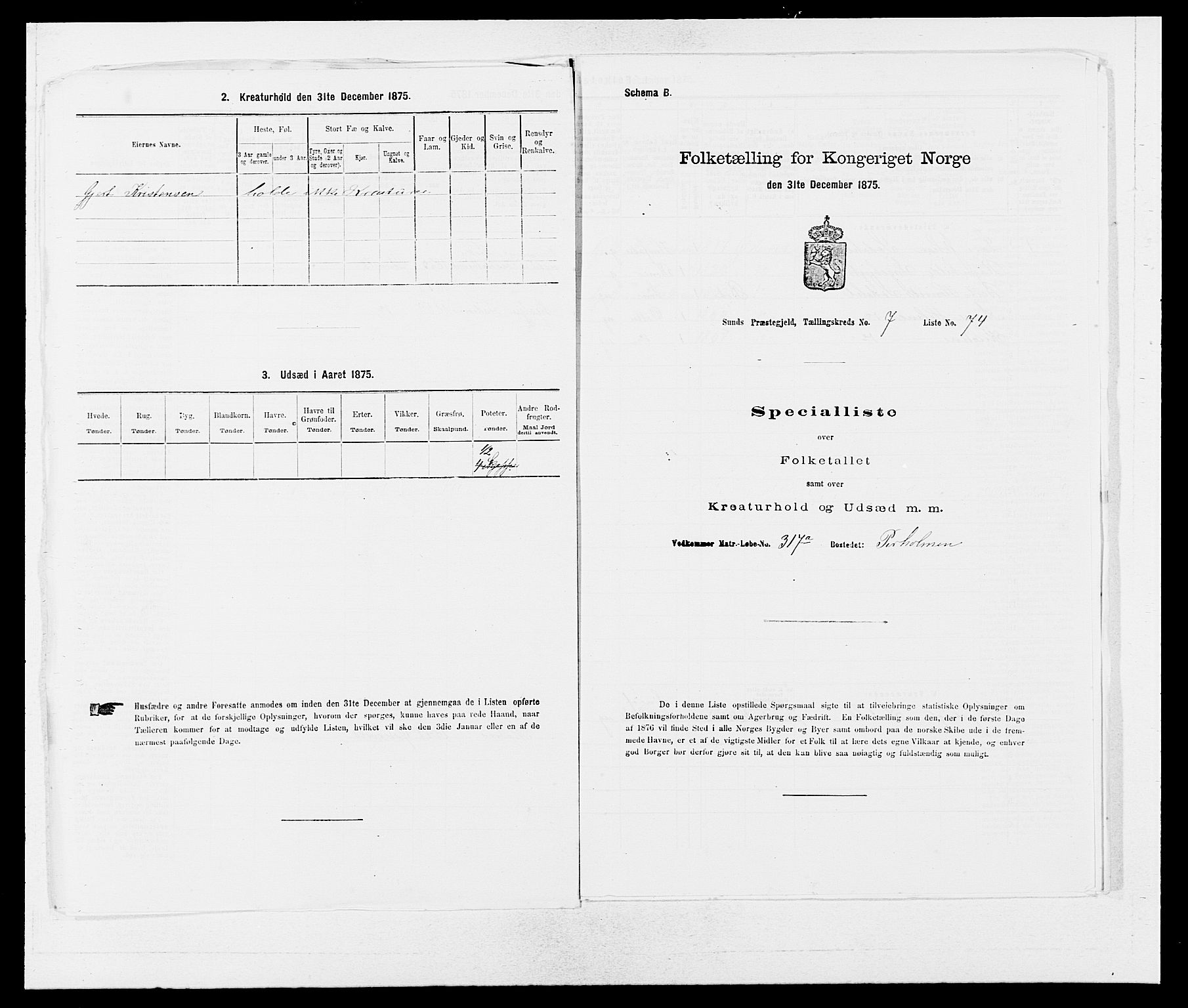 SAB, Folketelling 1875 for 1245P Sund prestegjeld, 1875, s. 822