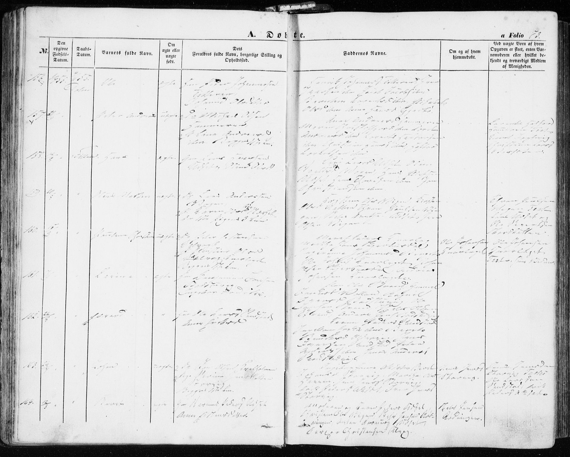 Ministerialprotokoller, klokkerbøker og fødselsregistre - Sør-Trøndelag, SAT/A-1456/634/L0530: Ministerialbok nr. 634A06, 1852-1860, s. 73