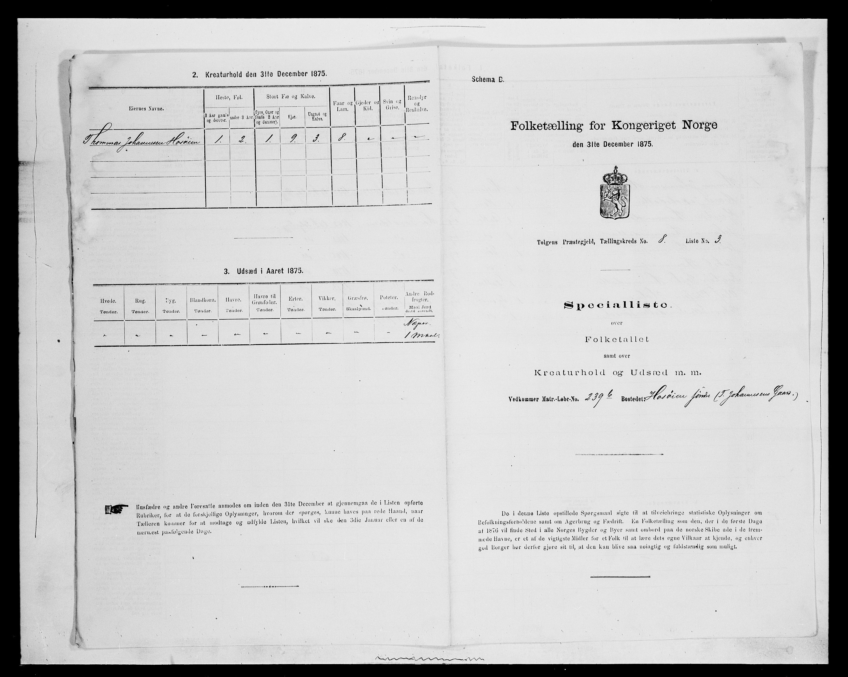 SAH, Folketelling 1875 for 0436P Tolga prestegjeld, 1875, s. 792