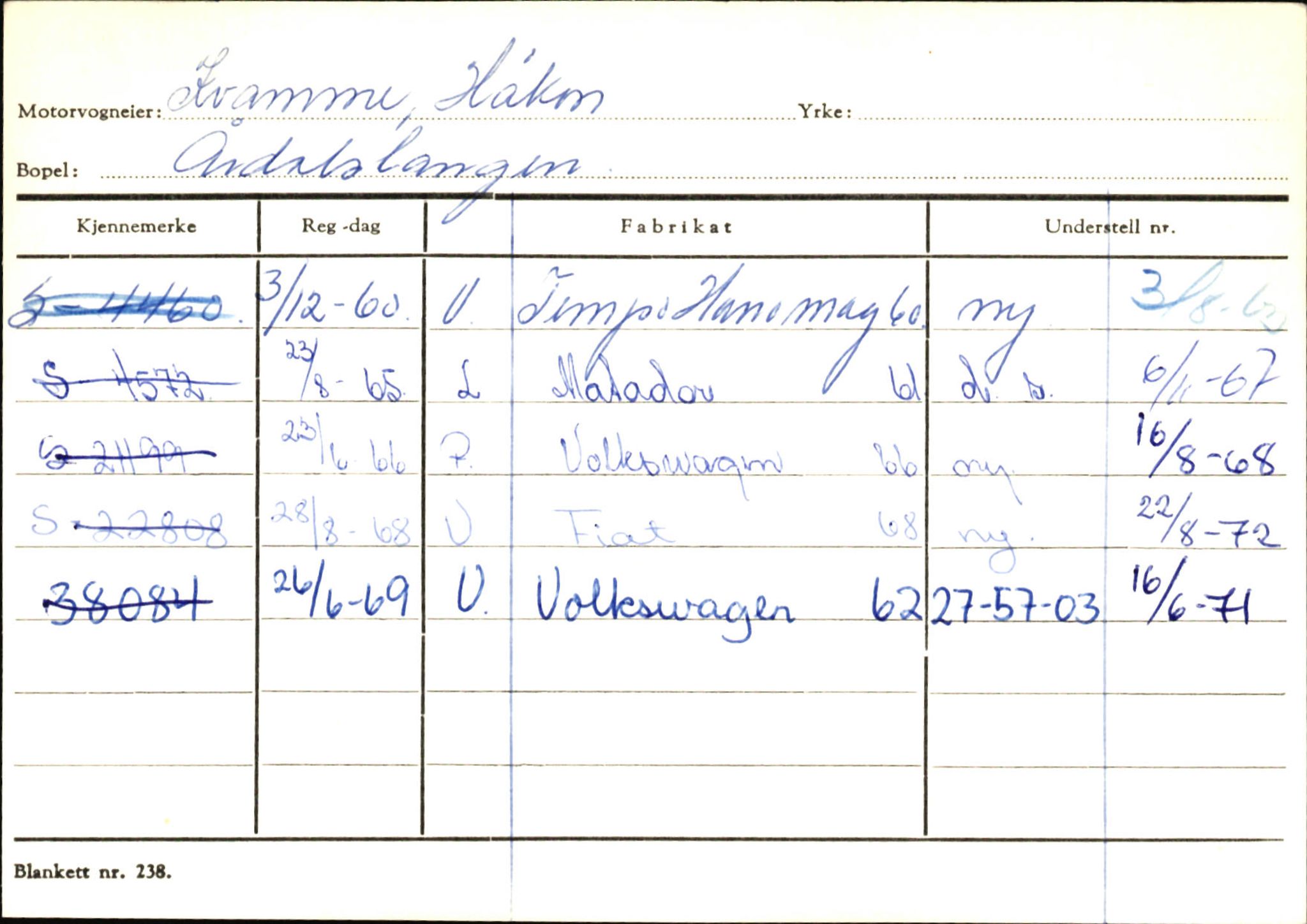 Statens vegvesen, Sogn og Fjordane vegkontor, SAB/A-5301/4/F/L0145: Registerkort Vågsøy S-Å. Årdal I-P, 1945-1975, s. 1307