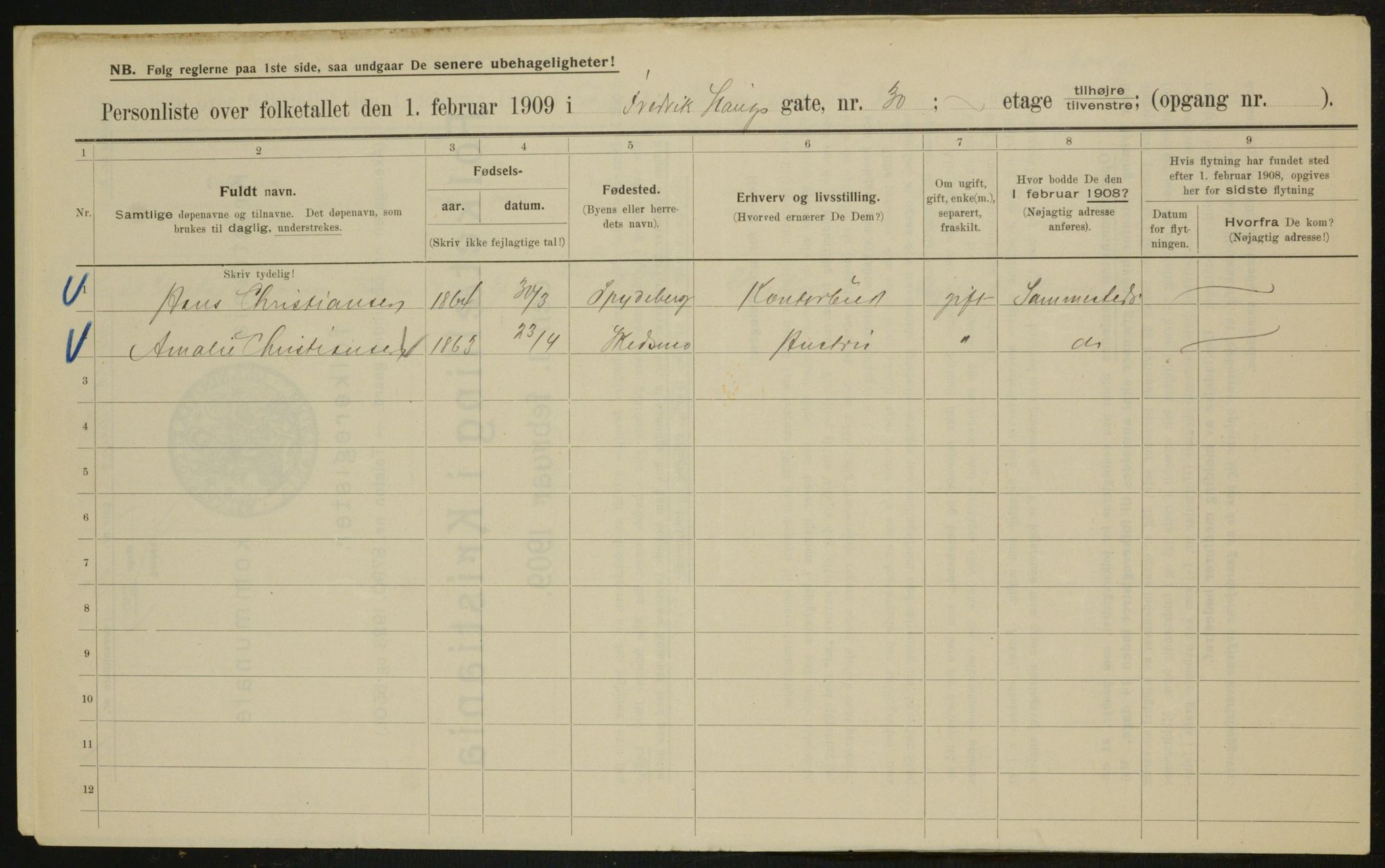 OBA, Kommunal folketelling 1.2.1909 for Kristiania kjøpstad, 1909, s. 24145