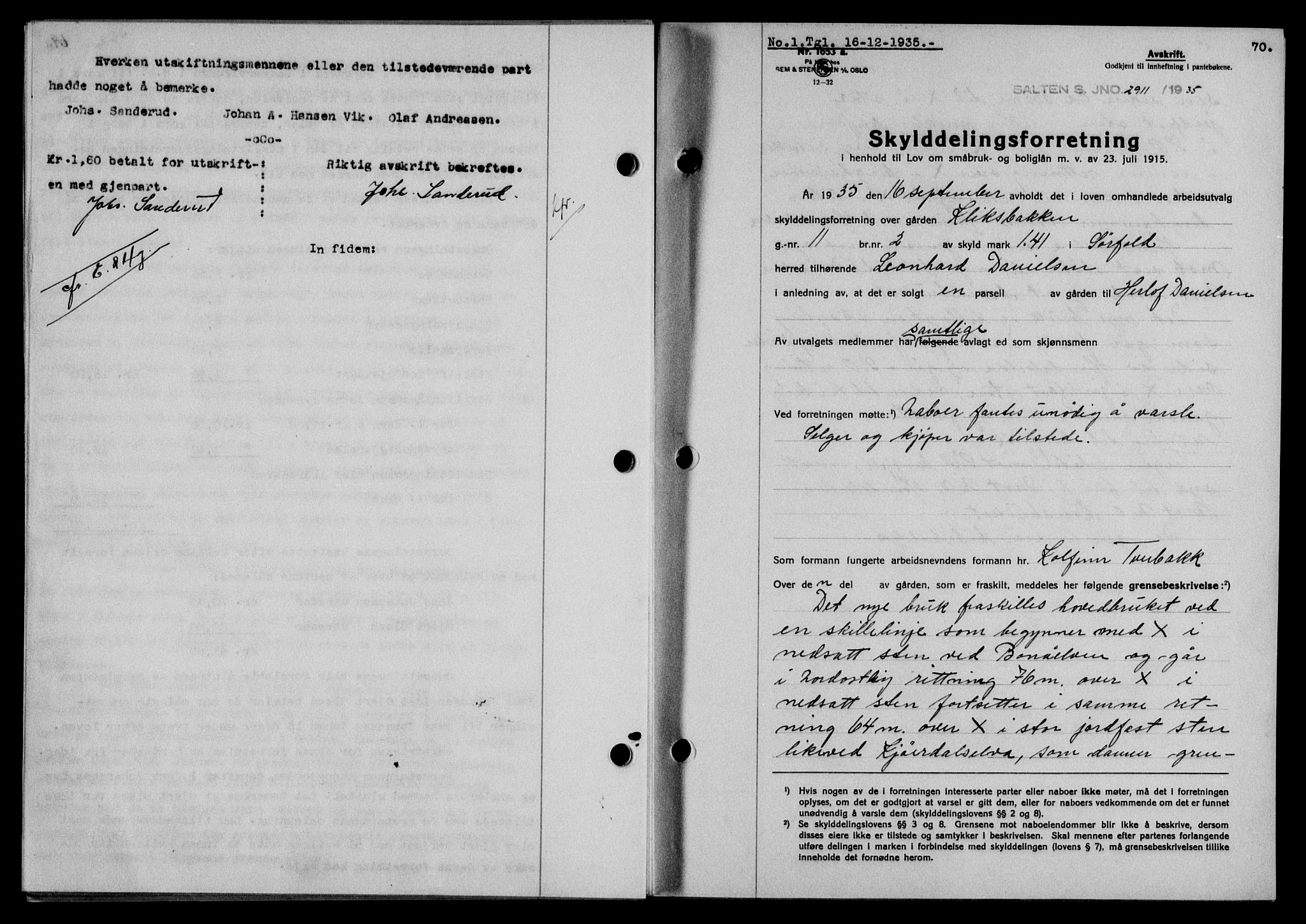 Salten sorenskriveri, SAT/A-4578/1/2/2C/L0068: Pantebok nr. 58, 1935-1935, Tingl.dato: 16.12.1935