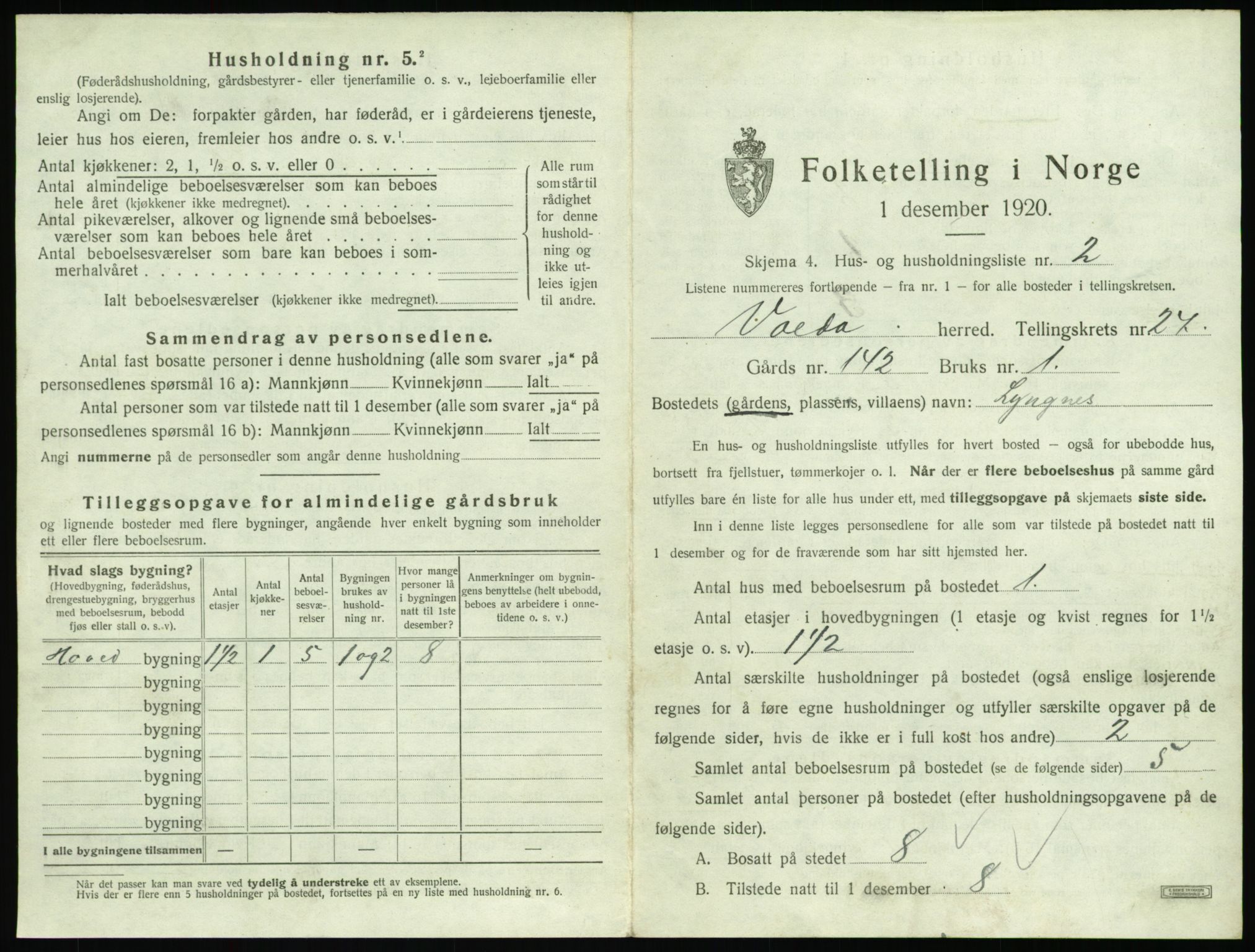 SAT, Folketelling 1920 for 1519 Volda herred, 1920, s. 1692