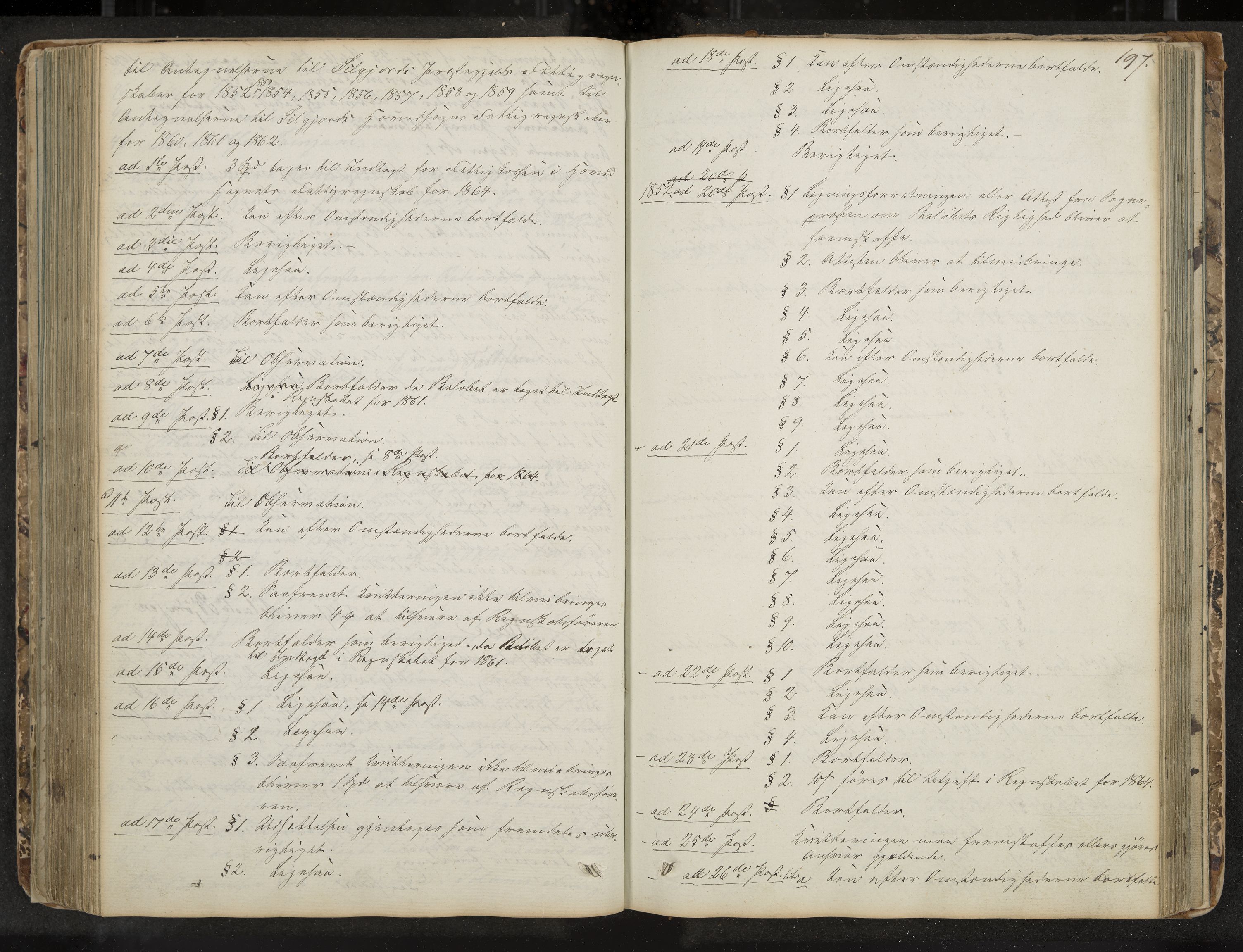 Seljord formannskap og sentraladministrasjon, IKAK/0828021/A/Aa/L0001: Møtebok med register, 1838-1879, s. 197