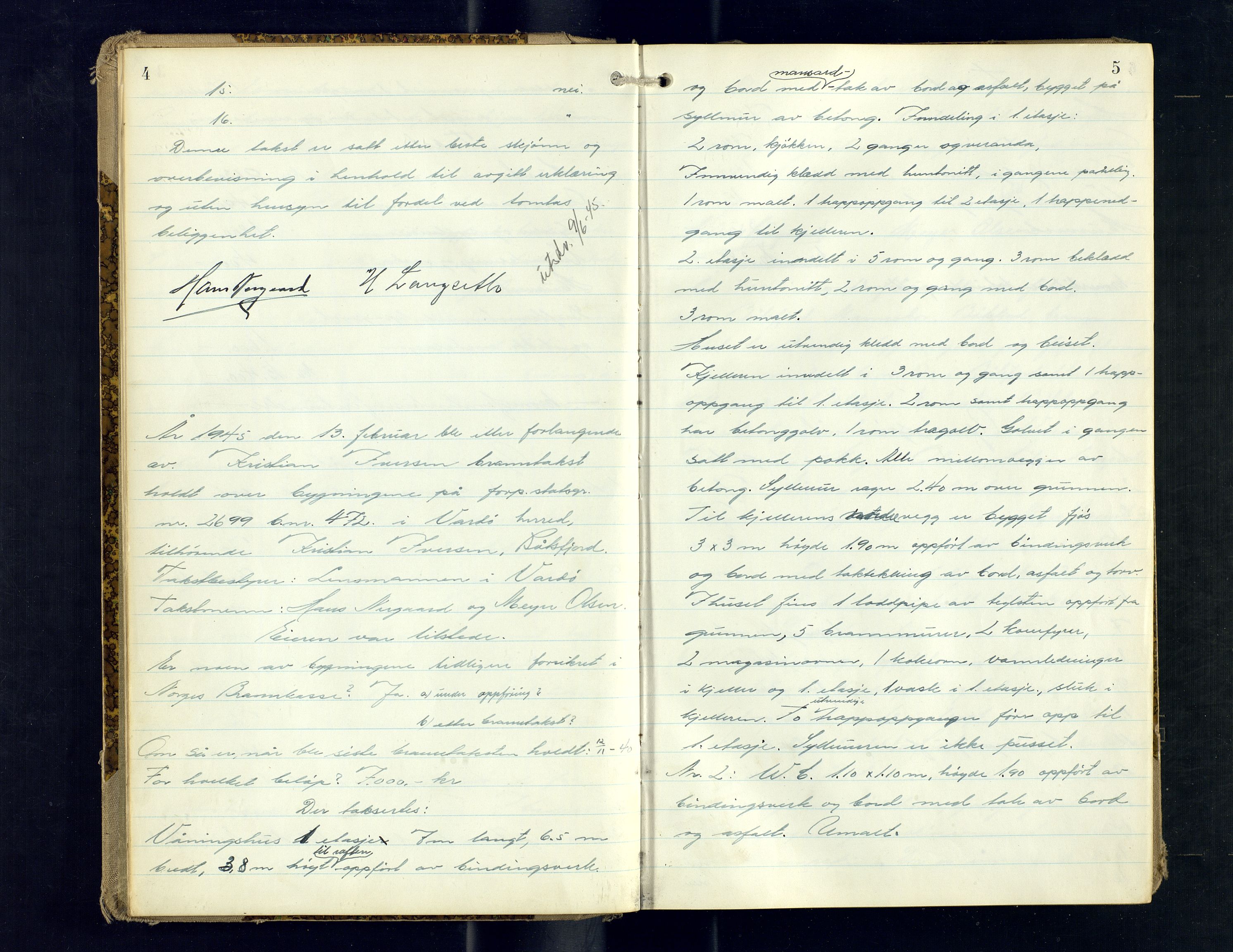 Vardø lensmannskontor, AV/SATØ-SATØ-62/1/F/Fo/Fod/L0141: Branntakstprotokoll for landsognet, 1945-1953