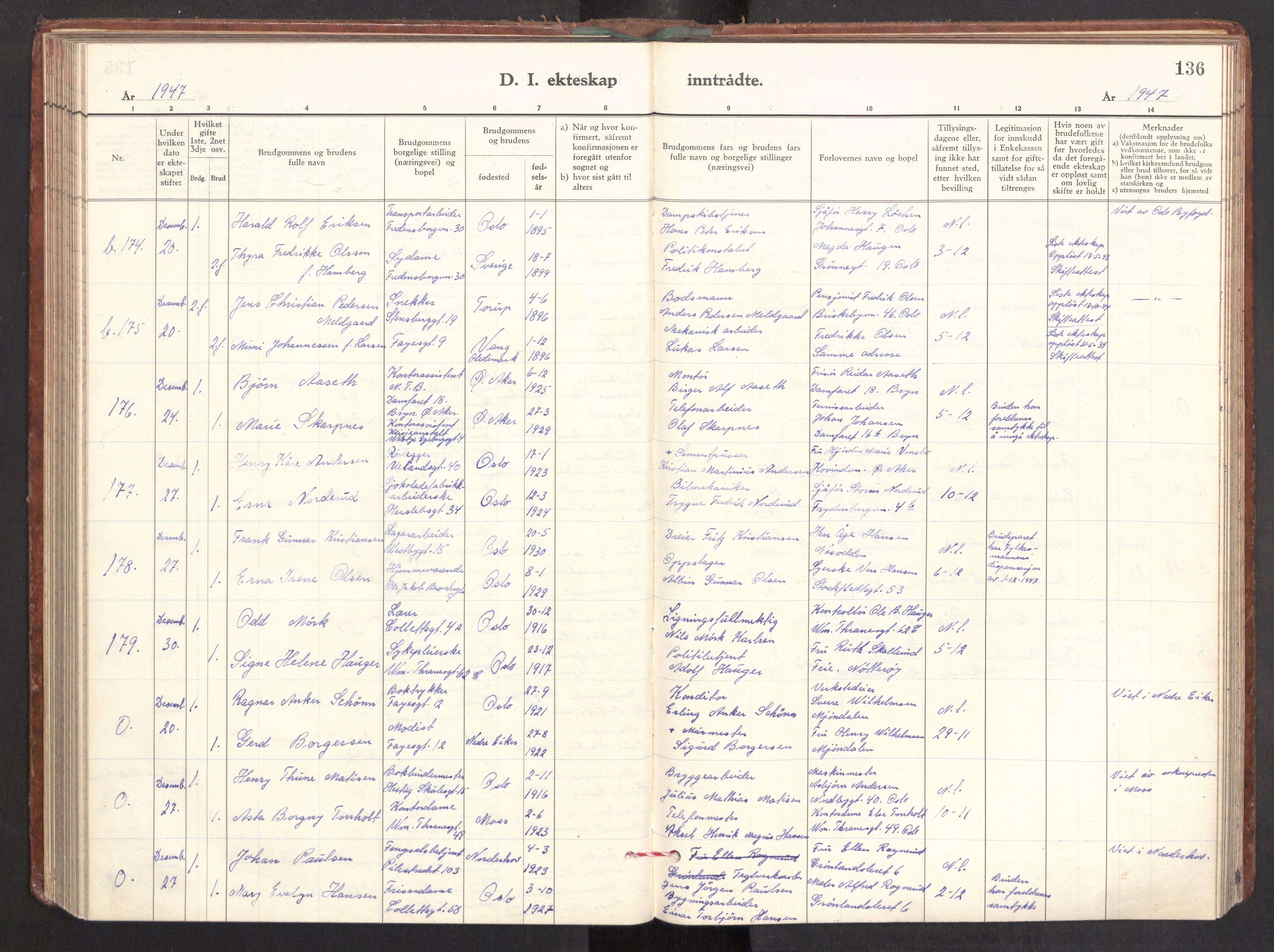 Gamle Aker prestekontor Kirkebøker, AV/SAO-A-10617a/F/L0022: Ministerialbok nr. 22, 1941-1952, s. 136