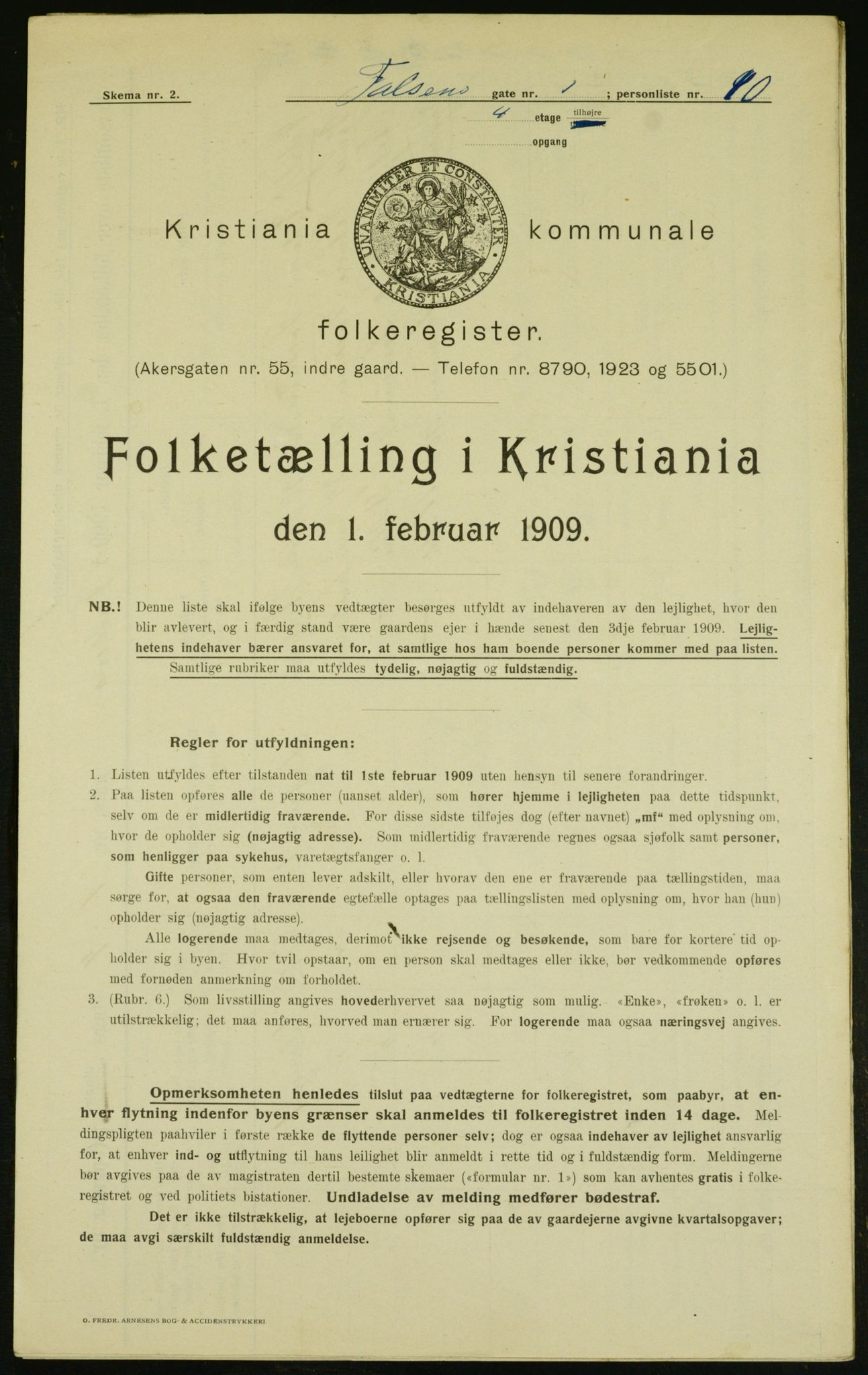 OBA, Kommunal folketelling 1.2.1909 for Kristiania kjøpstad, 1909, s. 20988