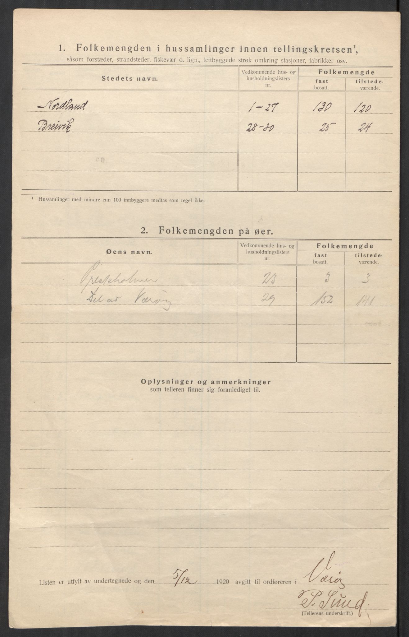 SAT, Folketelling 1920 for 1857 Værøy herred, 1920, s. 10