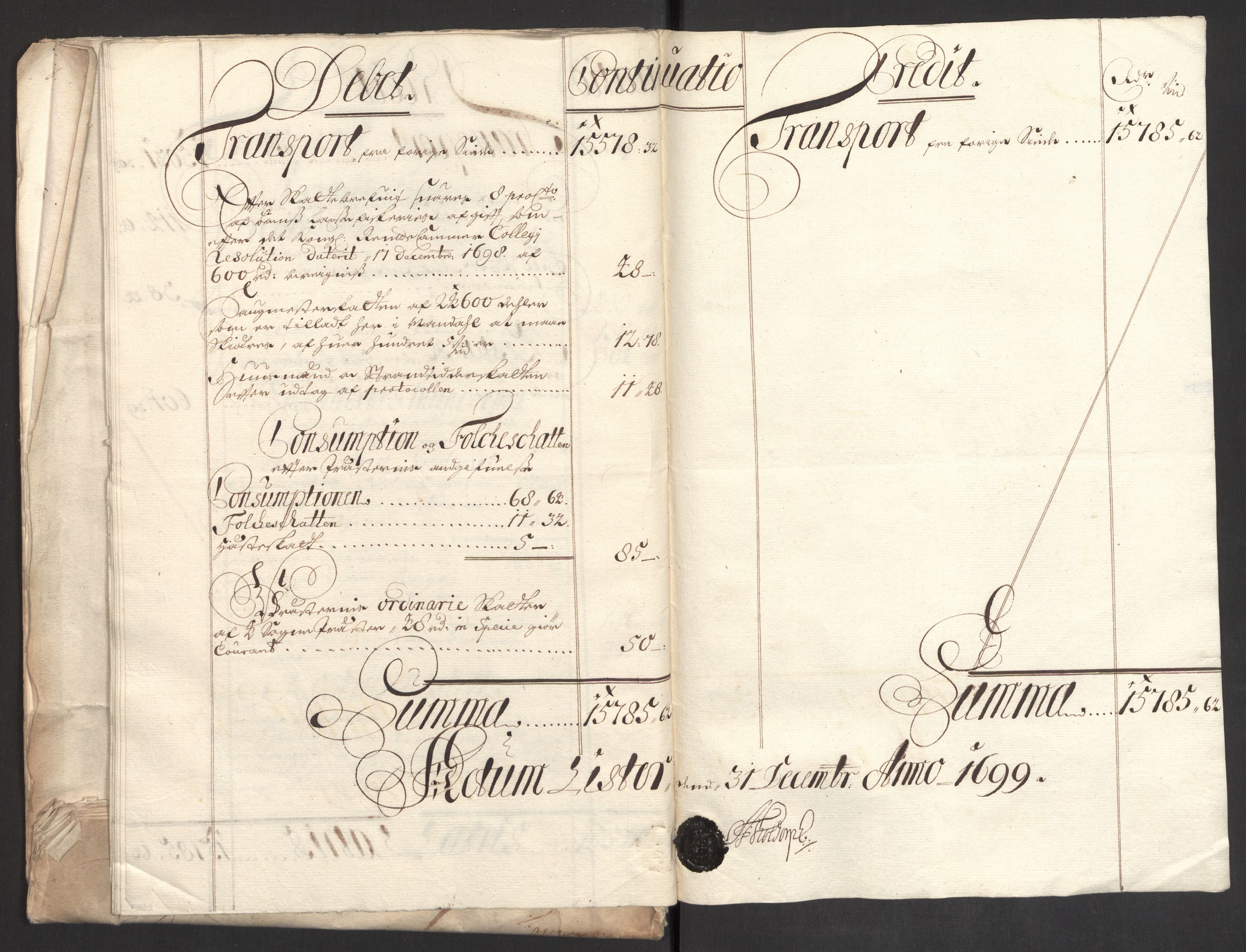 Rentekammeret inntil 1814, Reviderte regnskaper, Fogderegnskap, AV/RA-EA-4092/R43/L2547: Fogderegnskap Lista og Mandal, 1698-1699, s. 165