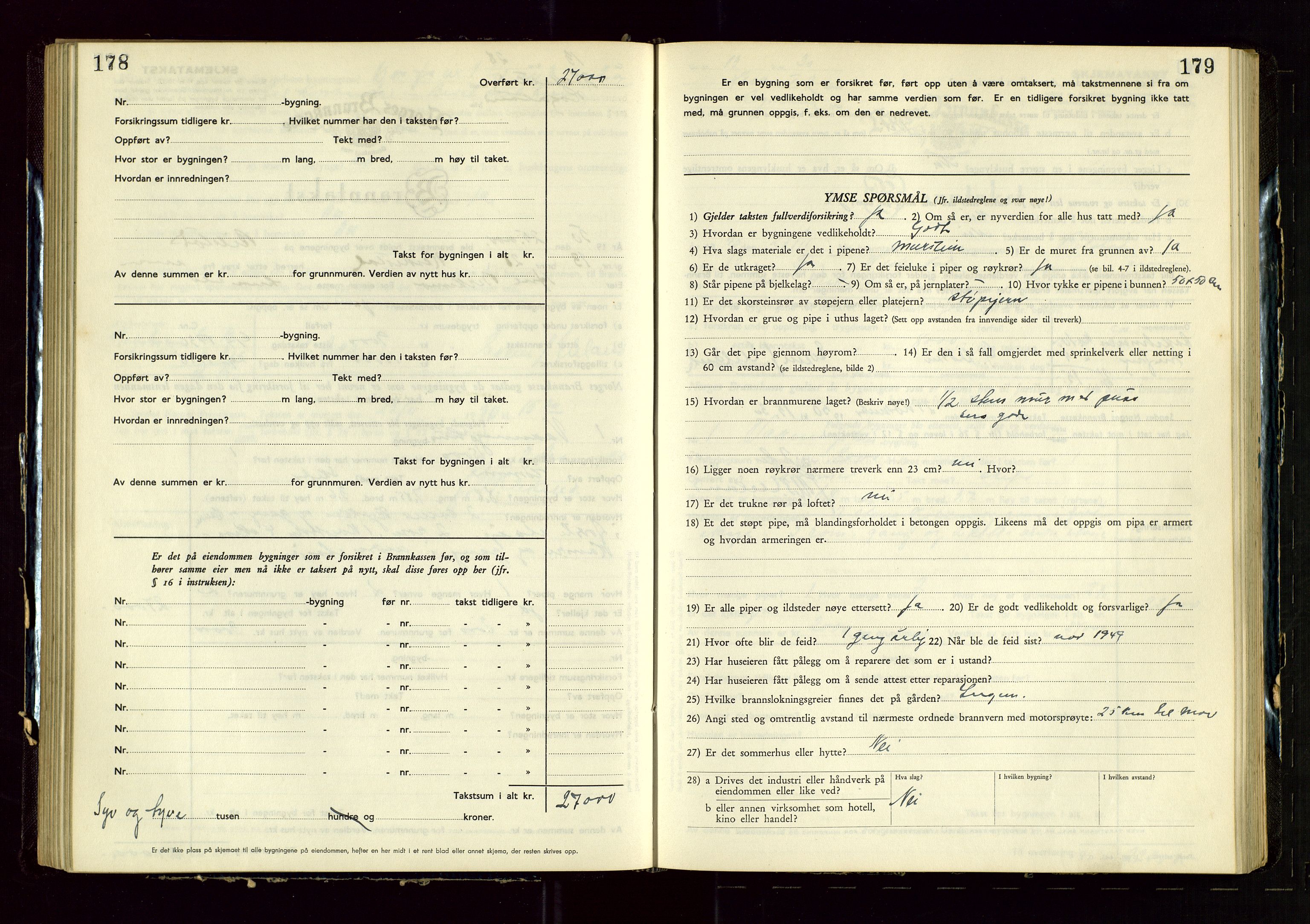 Heskestad lensmannskontor, AV/SAST-A-100304/Gob/L0005: "Brandtakstprotokoll", 1946-1955, s. 178-179