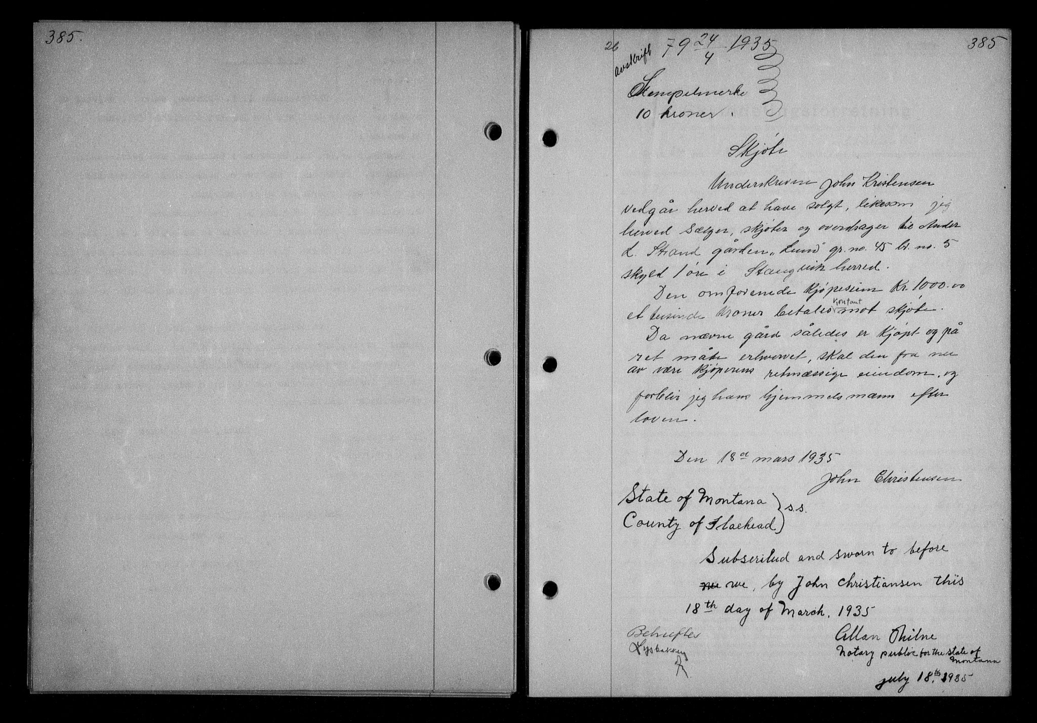 Nordmøre sorenskriveri, AV/SAT-A-4132/1/2/2Ca/L0084: Pantebok nr. 74, 1935-1935, Tingl.dato: 24.04.1935