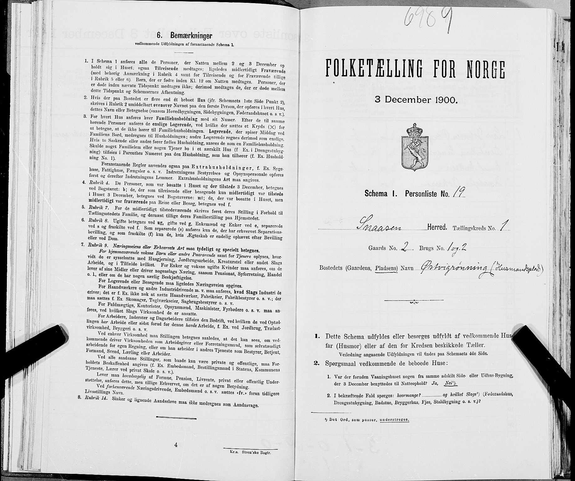 SAT, Folketelling 1900 for 1736 Snåsa herred, 1900, s. 74