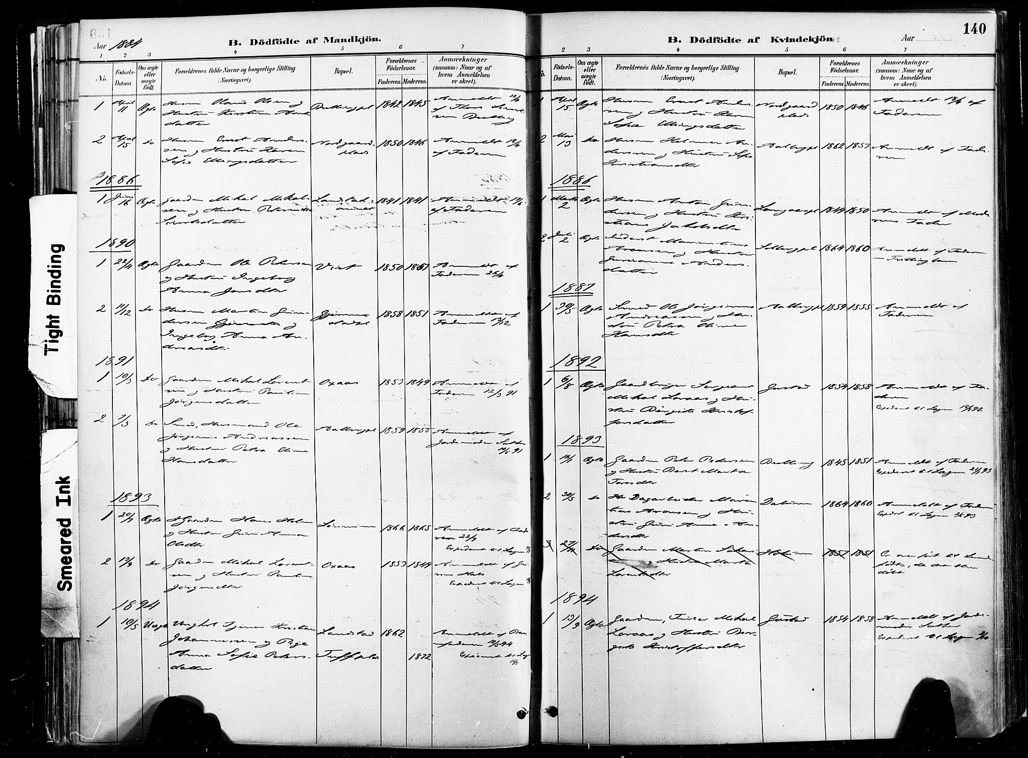 Ministerialprotokoller, klokkerbøker og fødselsregistre - Nord-Trøndelag, SAT/A-1458/735/L0351: Ministerialbok nr. 735A10, 1884-1908, s. 140