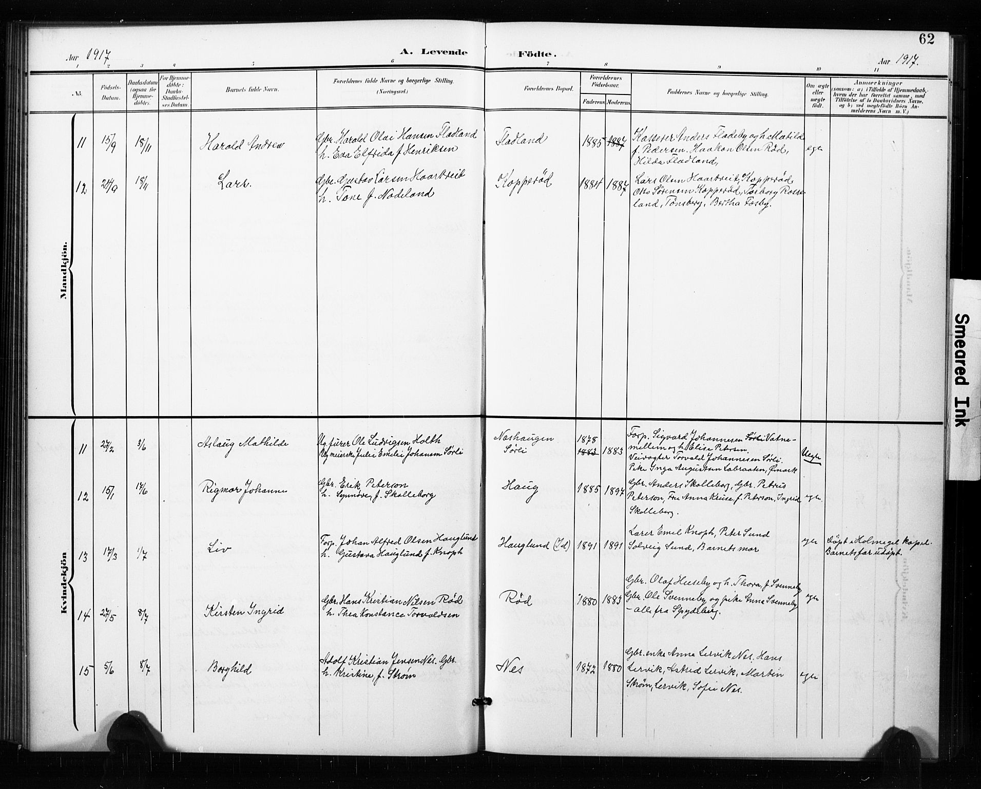 Aremark prestekontor Kirkebøker, AV/SAO-A-10899/G/Ga/L0002: Klokkerbok nr. I 2, 1901-1928, s. 62