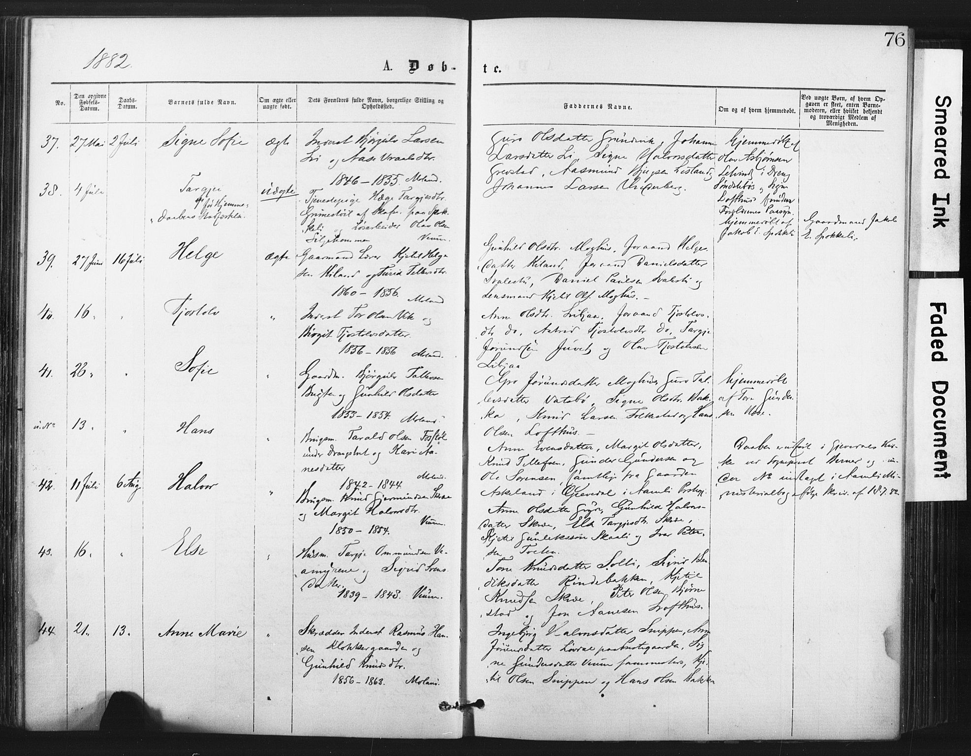 Fyresdal kirkebøker, AV/SAKO-A-263/F/Fa/L0006: Ministerialbok nr. I 6, 1872-1886, s. 76