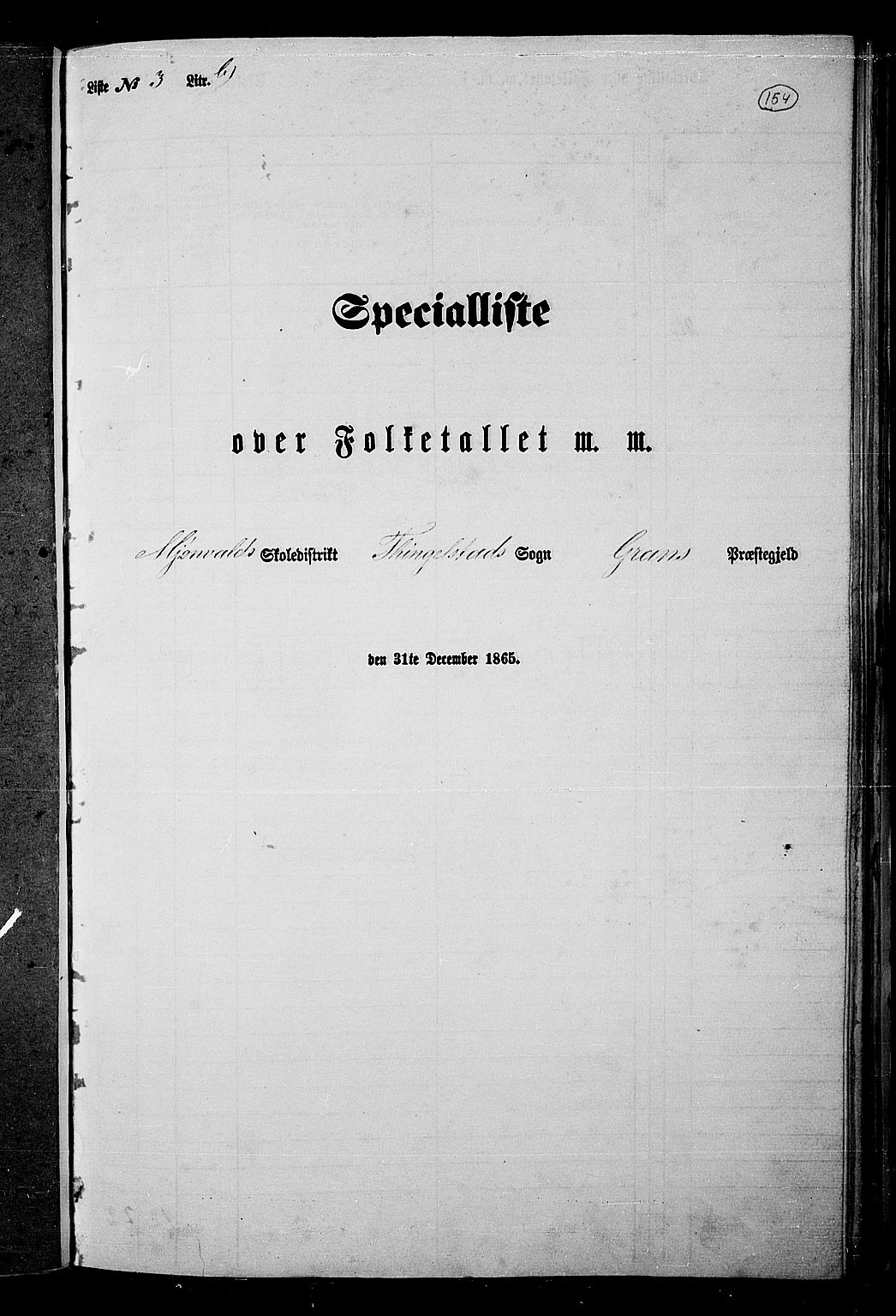 RA, Folketelling 1865 for 0534P Gran prestegjeld, 1865, s. 132