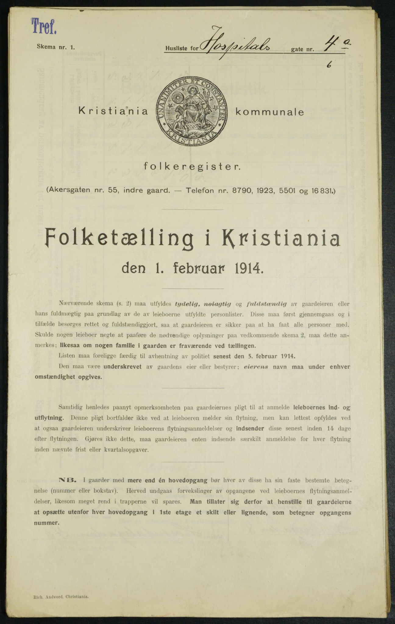 OBA, Kommunal folketelling 1.2.1914 for Kristiania, 1914, s. 41490