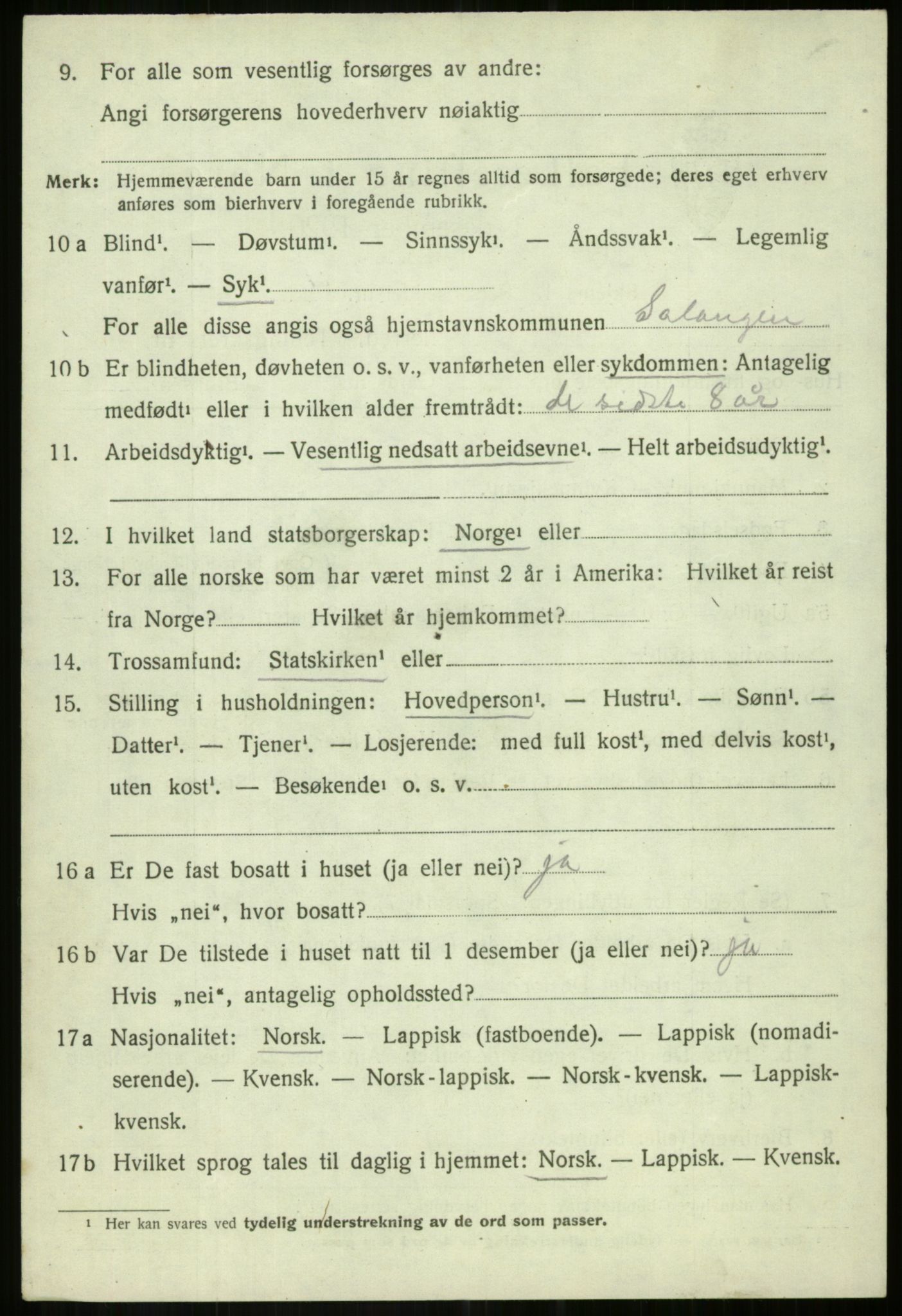 SATØ, Folketelling 1920 for 1921 Salangen herred, 1920, s. 1331