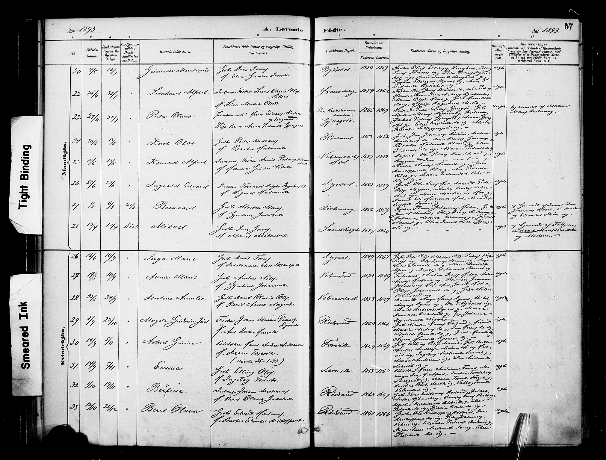 Ministerialprotokoller, klokkerbøker og fødselsregistre - Møre og Romsdal, AV/SAT-A-1454/569/L0819: Ministerialbok nr. 569A05, 1885-1899, s. 57