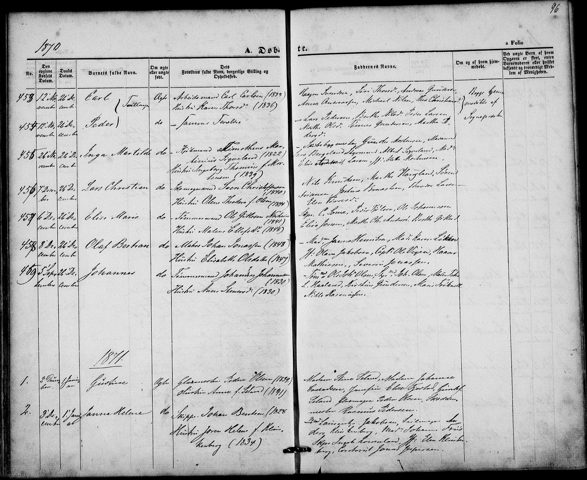 St. Petri sokneprestkontor, AV/SAST-A-101813/001/30/30BA/L0008: Ministerialbok nr. A 8, 1868-1876, s. 96