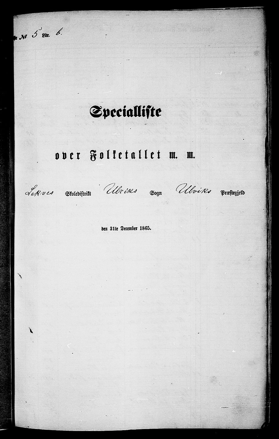 RA, Folketelling 1865 for 1233P Ulvik prestegjeld, 1865, s. 77