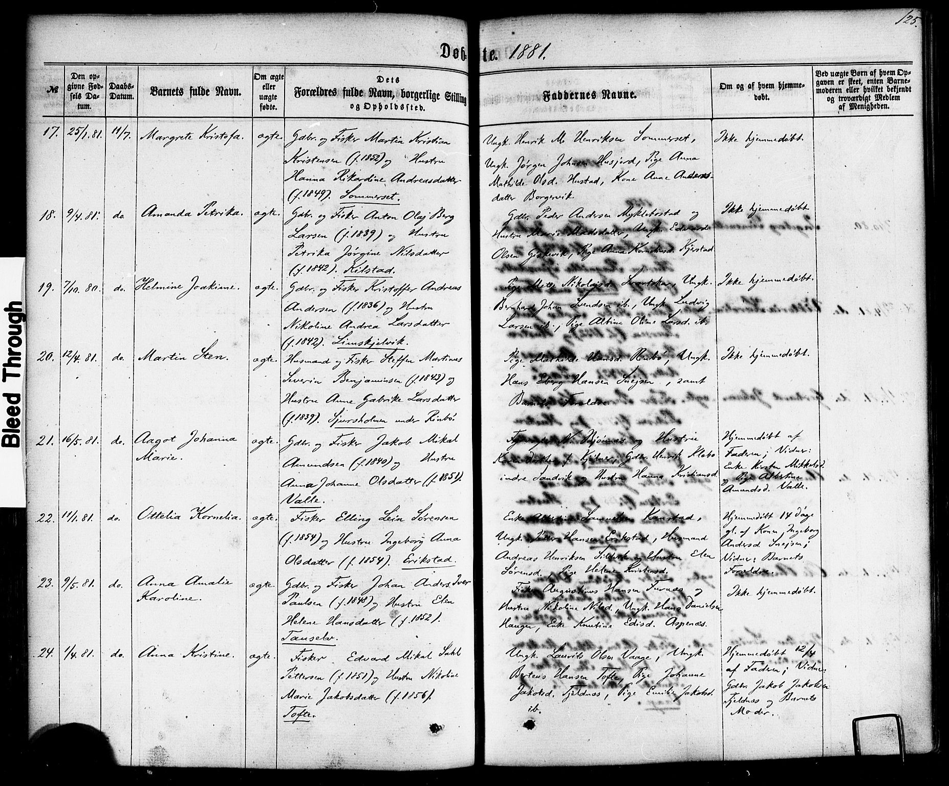 Ministerialprotokoller, klokkerbøker og fødselsregistre - Nordland, AV/SAT-A-1459/872/L1034: Ministerialbok nr. 872A09, 1864-1884, s. 125