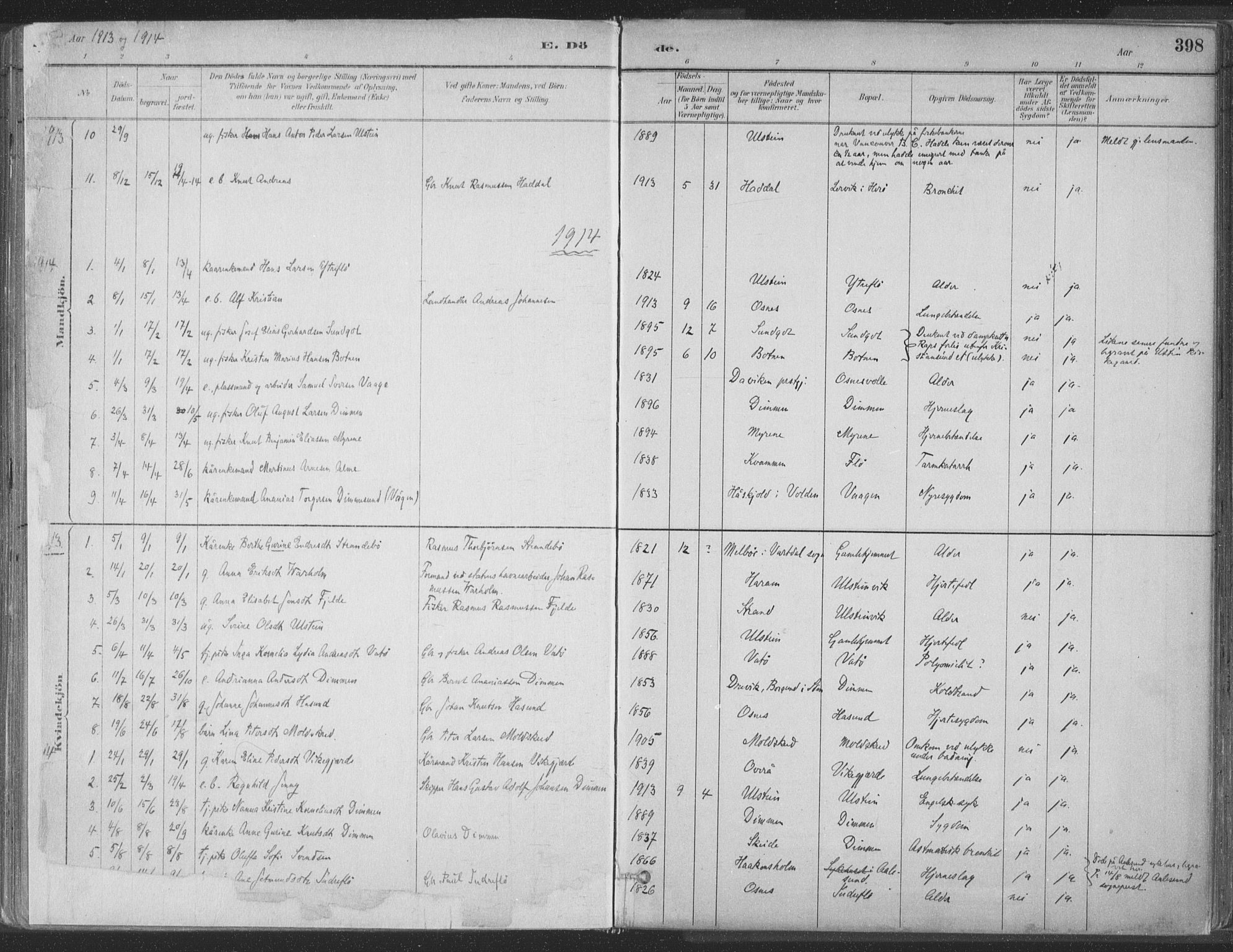 Ministerialprotokoller, klokkerbøker og fødselsregistre - Møre og Romsdal, AV/SAT-A-1454/509/L0106: Ministerialbok nr. 509A04, 1883-1922, s. 398