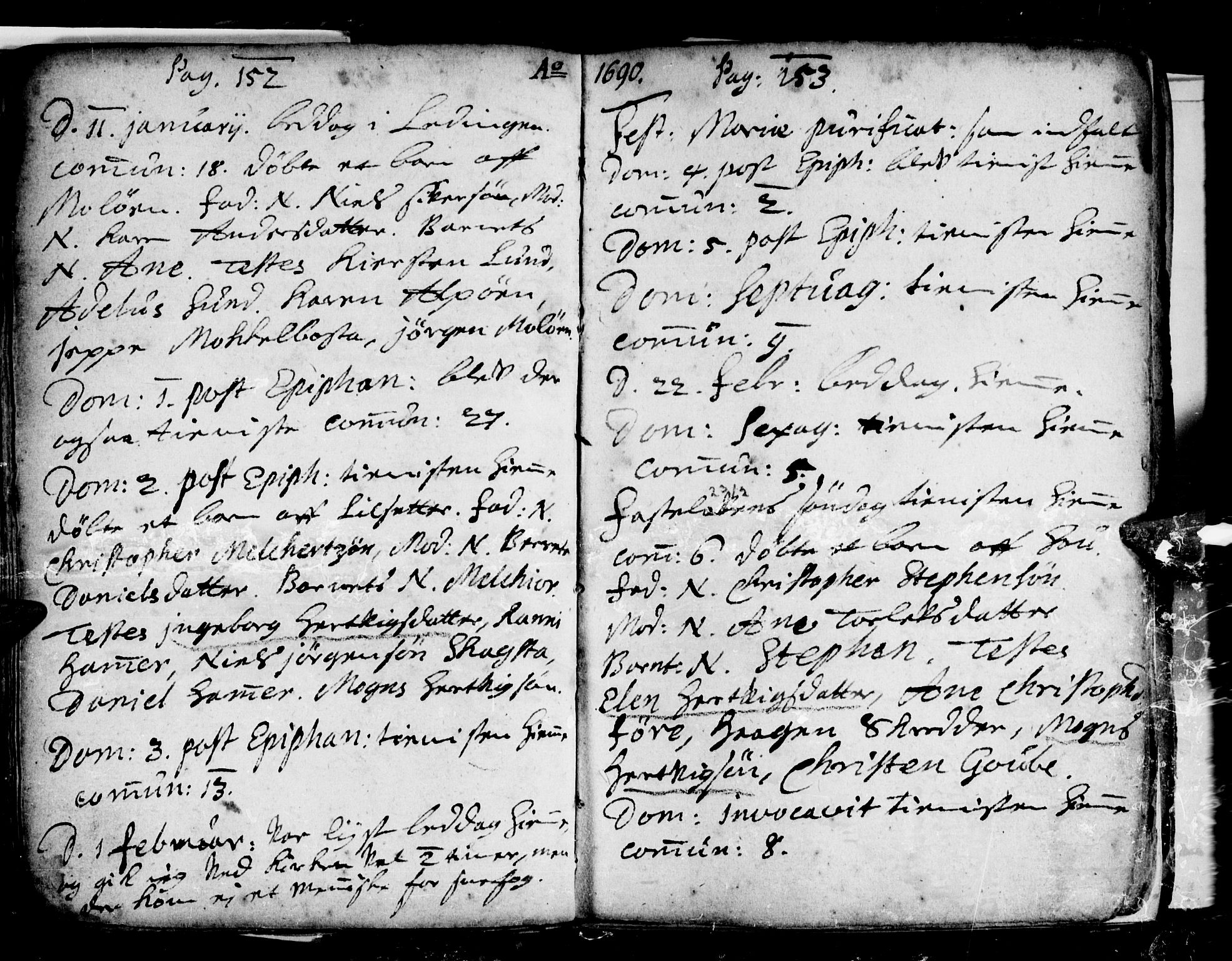 Ministerialprotokoller, klokkerbøker og fødselsregistre - Nordland, AV/SAT-A-1459/855/L0793: Ministerialbok nr. 855A01, 1686-1712, s. 152-153