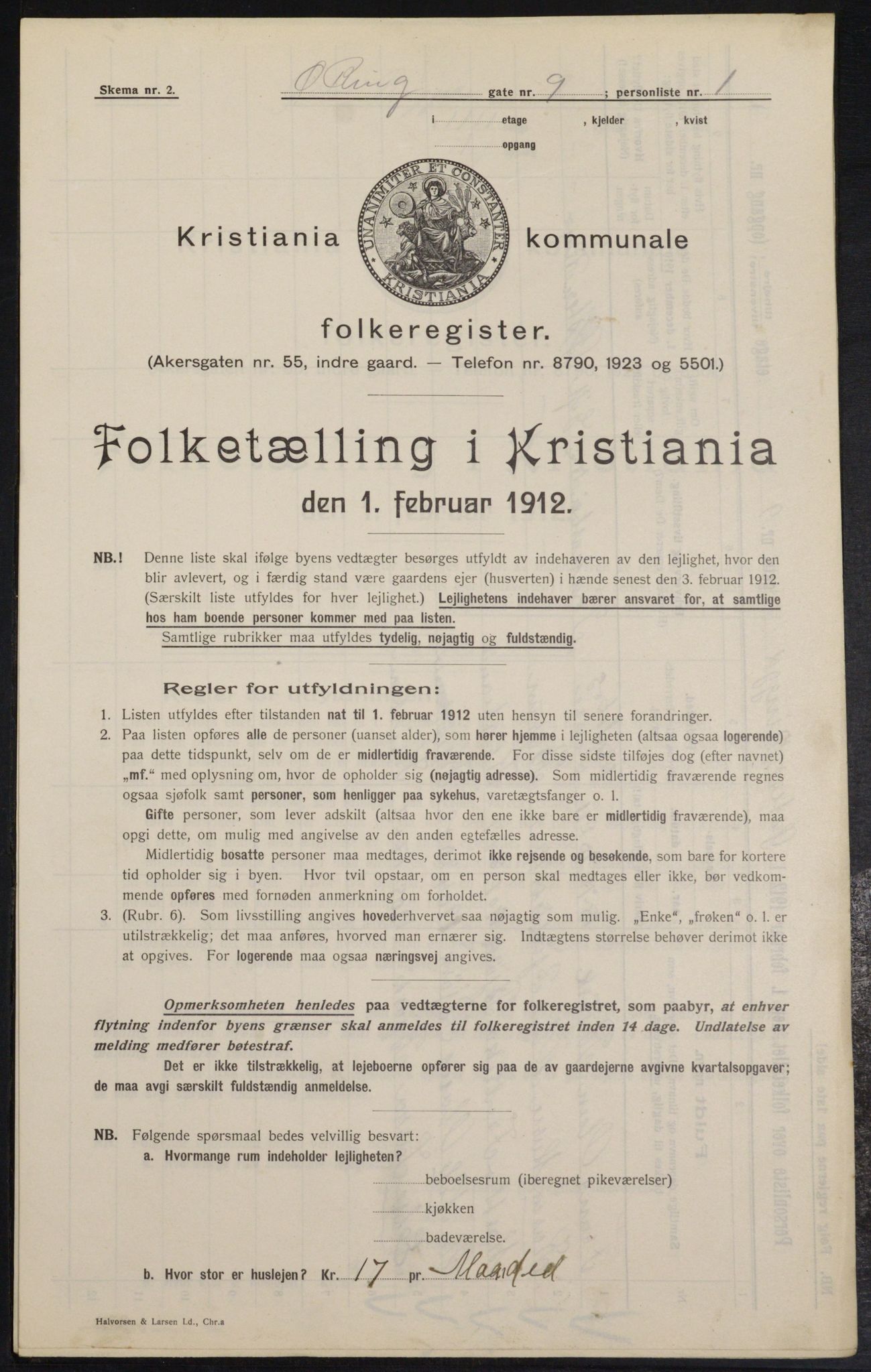 OBA, Kommunal folketelling 1.2.1912 for Kristiania, 1912, s. 129473