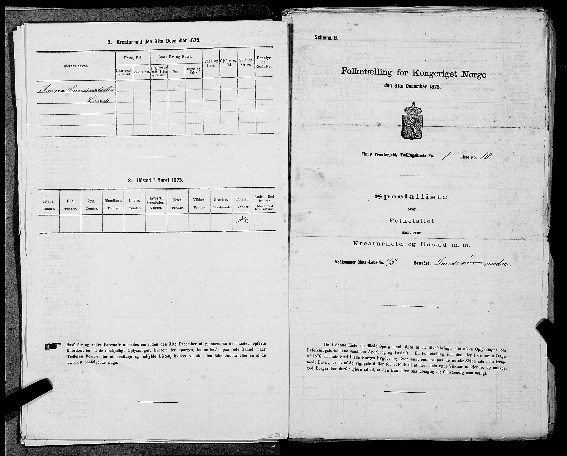 SAST, Folketelling 1875 for 1141P Finnøy prestegjeld, 1875, s. 55