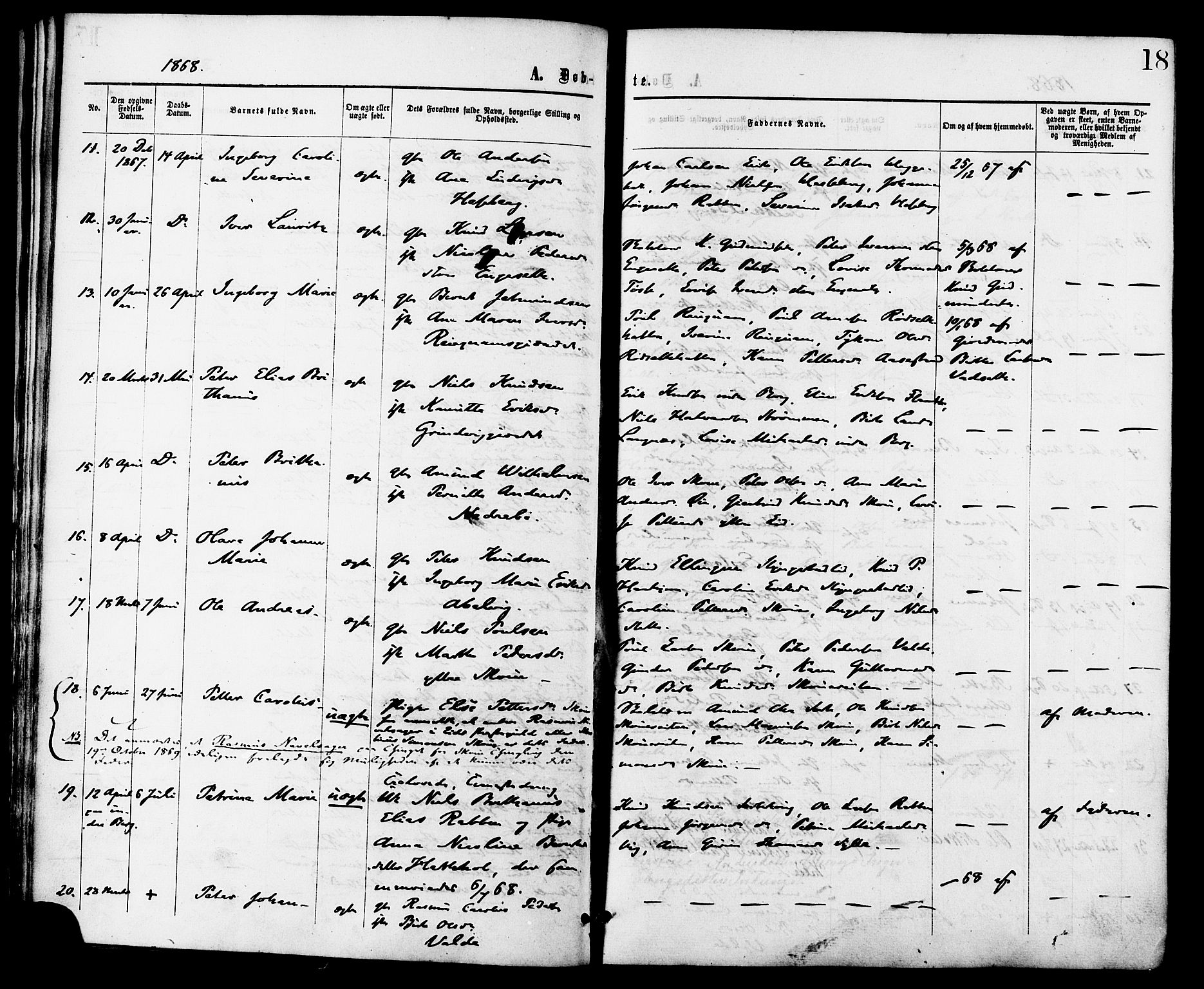 Ministerialprotokoller, klokkerbøker og fødselsregistre - Møre og Romsdal, AV/SAT-A-1454/524/L0355: Ministerialbok nr. 524A07, 1864-1879, s. 18