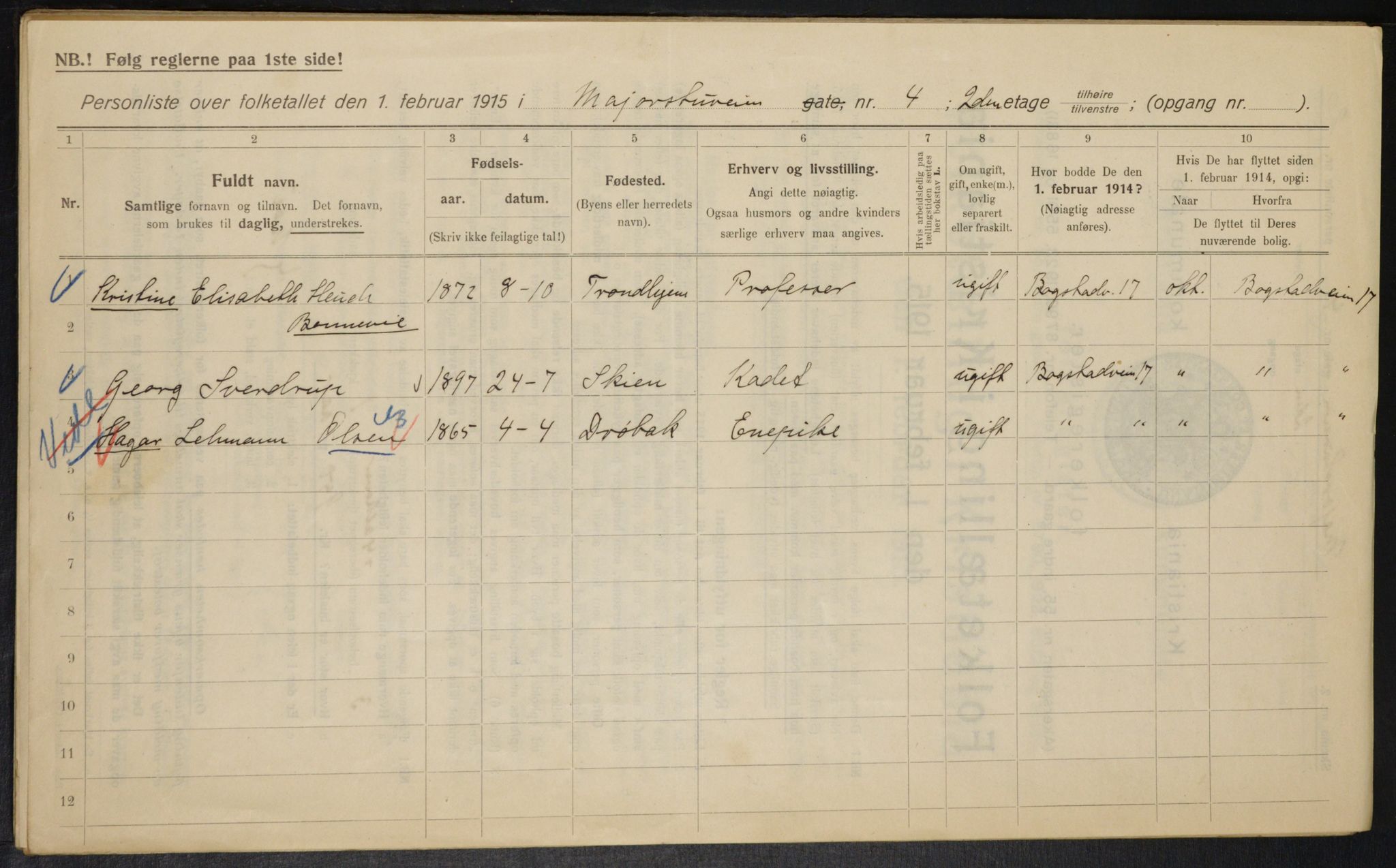 OBA, Kommunal folketelling 1.2.1915 for Kristiania, 1915, s. 58987