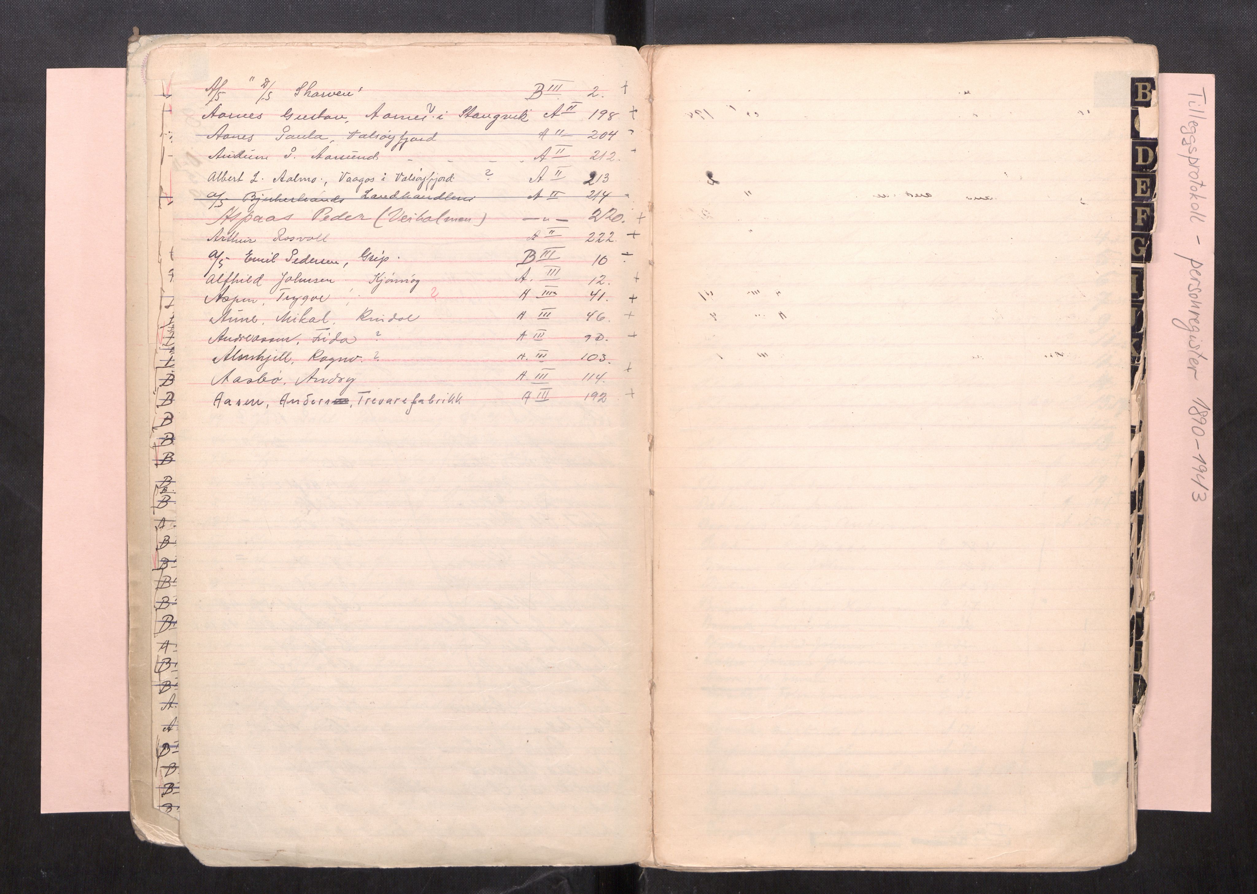 Nordmøre sorenskriveri, AV/SAT-A-4132/3/J/Ja/Jab/L0001: Register til firmaregister, 1890-1943, s. 5