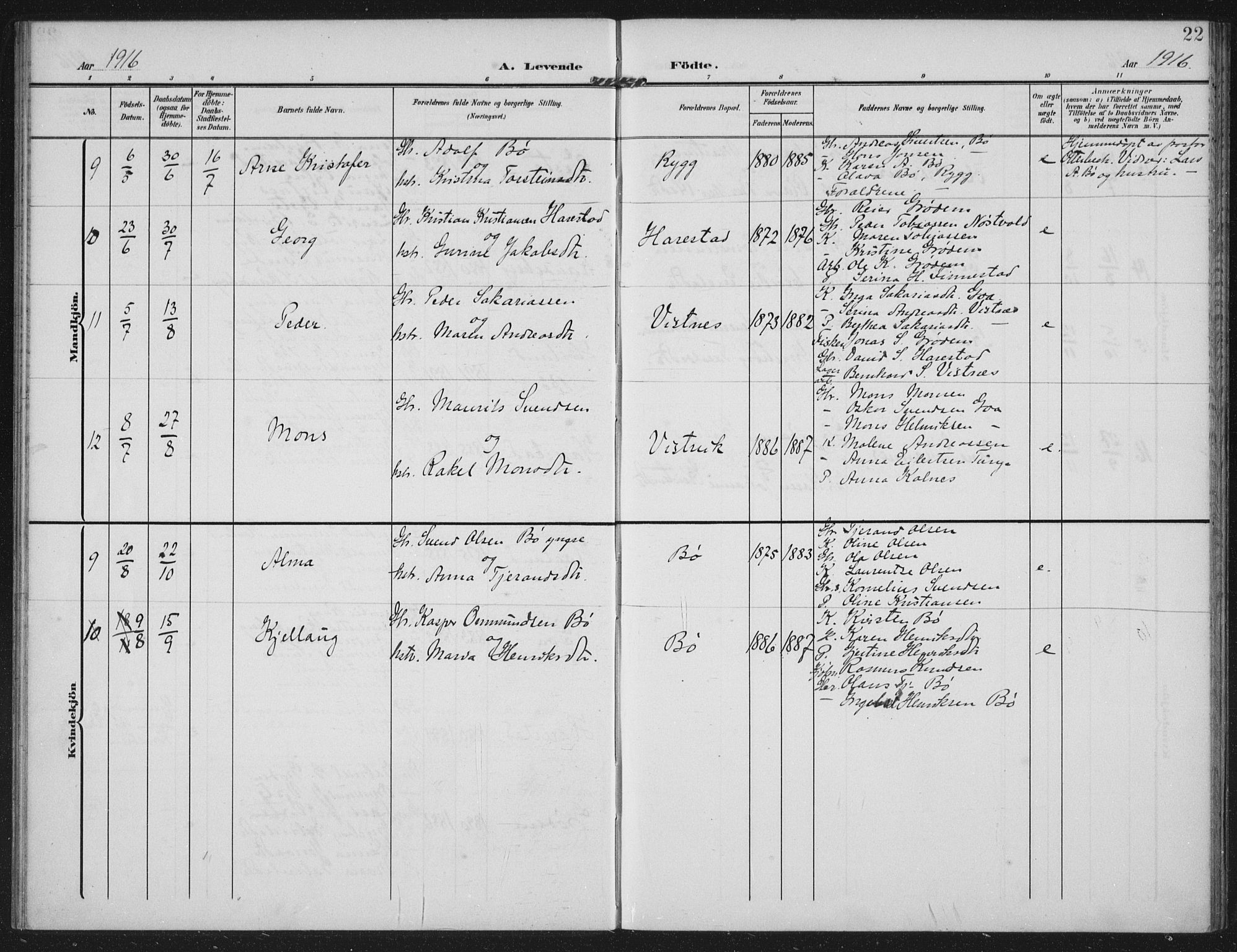 Hetland sokneprestkontor, AV/SAST-A-101826/30/30BA: Ministerialbok nr. A 14, 1905-1919, s. 22
