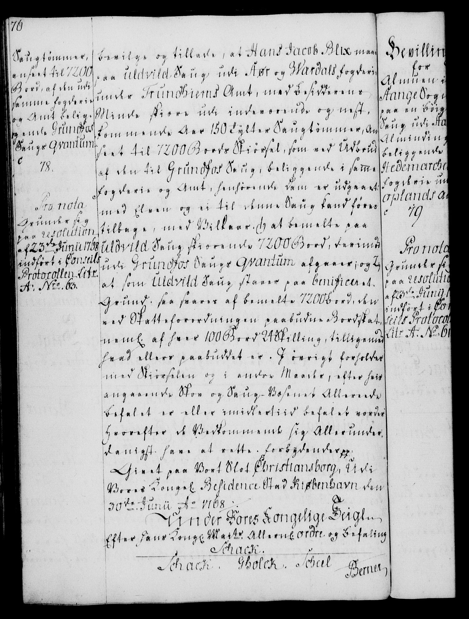 Rentekammeret, Kammerkanselliet, AV/RA-EA-3111/G/Gg/Gga/L0008: Norsk ekspedisjonsprotokoll med register (merket RK 53.8), 1768-1771, s. 76