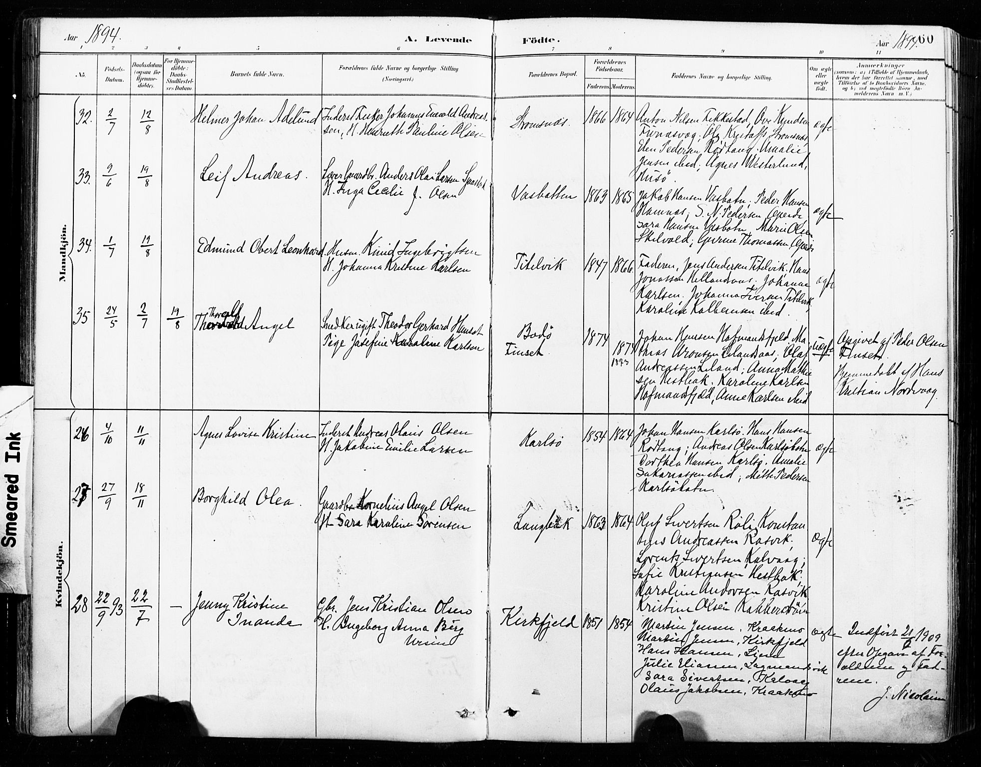 Ministerialprotokoller, klokkerbøker og fødselsregistre - Nordland, AV/SAT-A-1459/859/L0847: Ministerialbok nr. 859A07, 1890-1899, s. 60