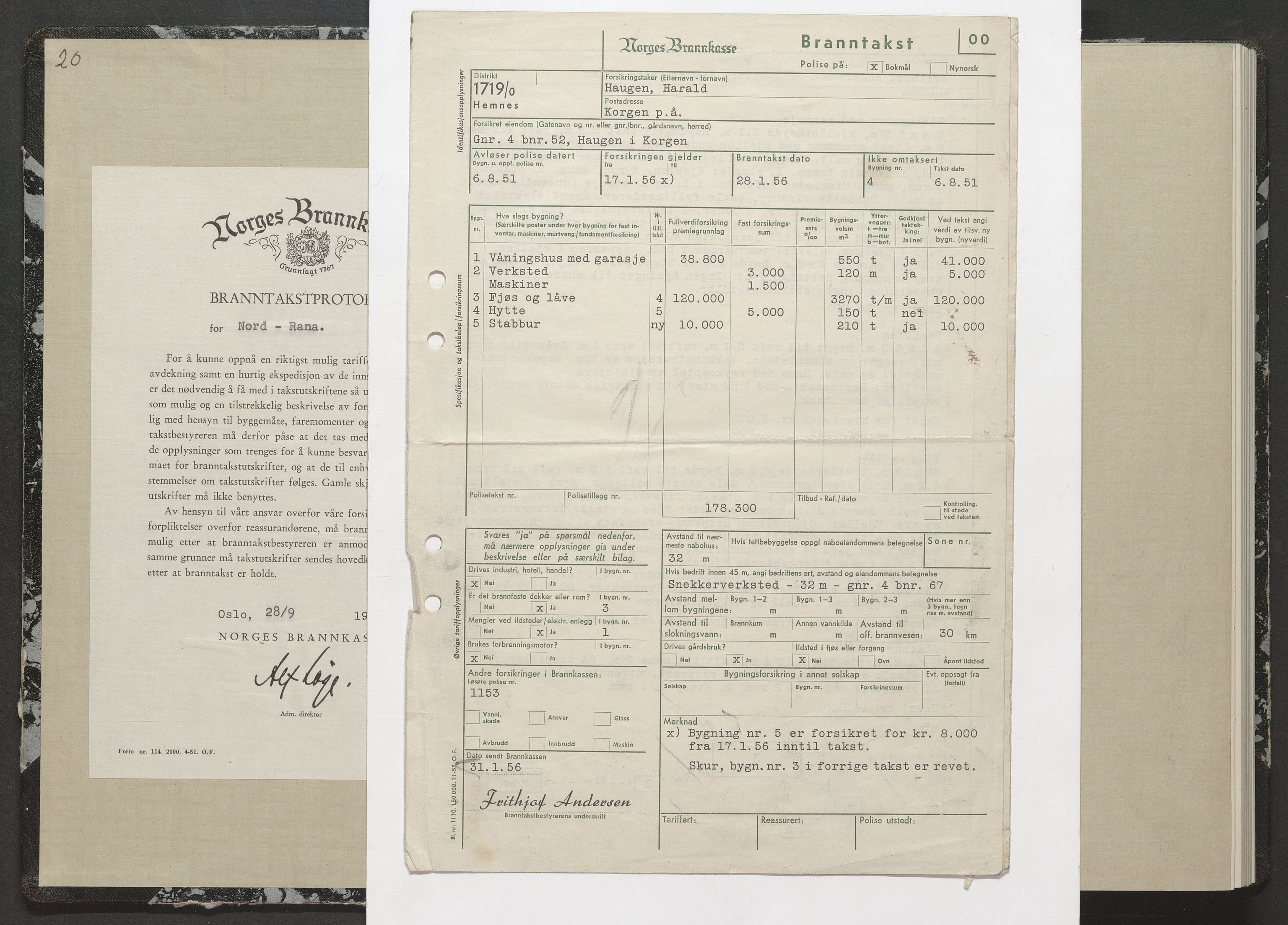 Norges Brannkasse Mo, AV/SAT-A-1728/E/Ea/L0020: Branntakstprotokoll, 1953-1955