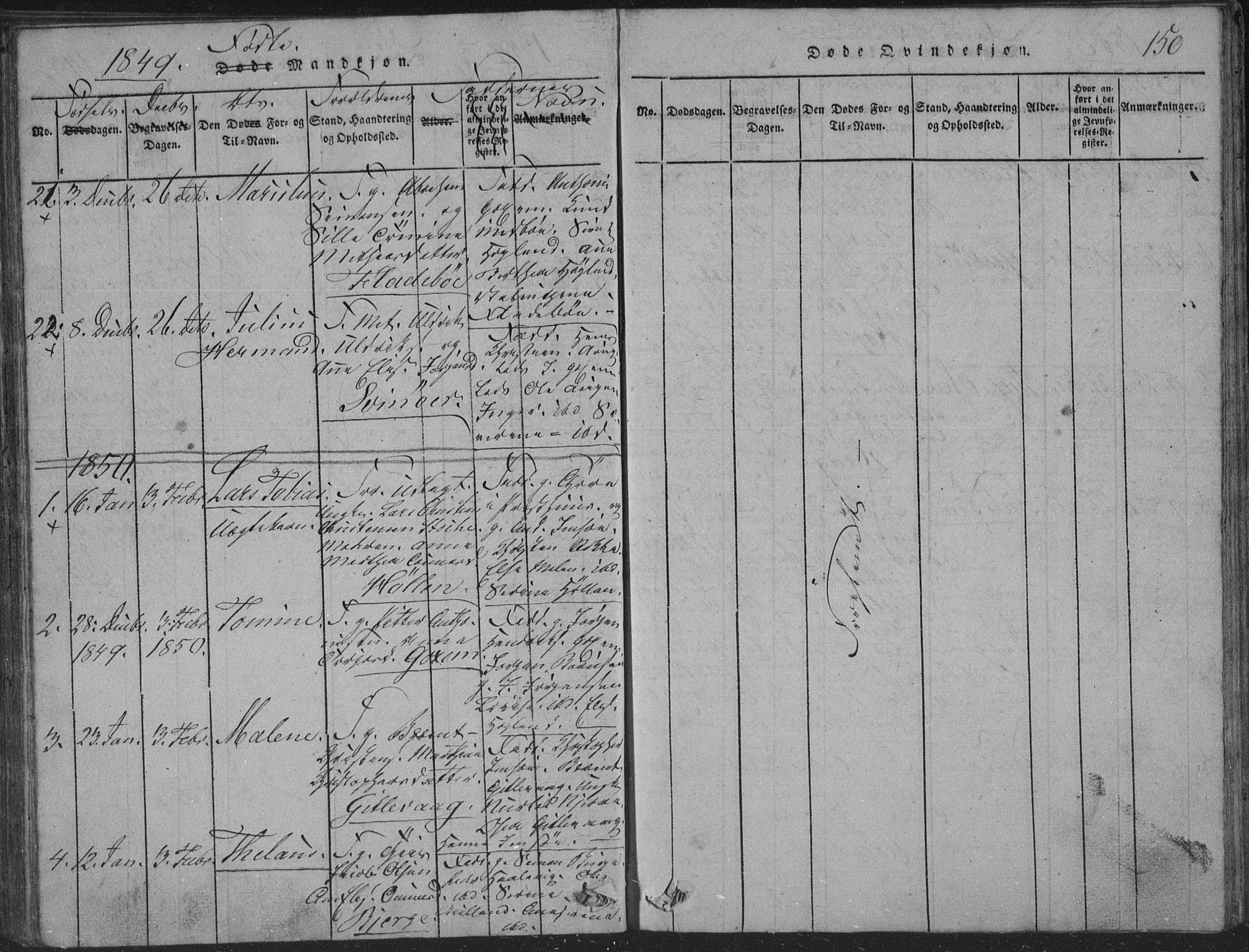 Sør-Audnedal sokneprestkontor, SAK/1111-0039/F/Fb/Fba/L0001: Klokkerbok nr. B 1, 1815-1850, s. 150